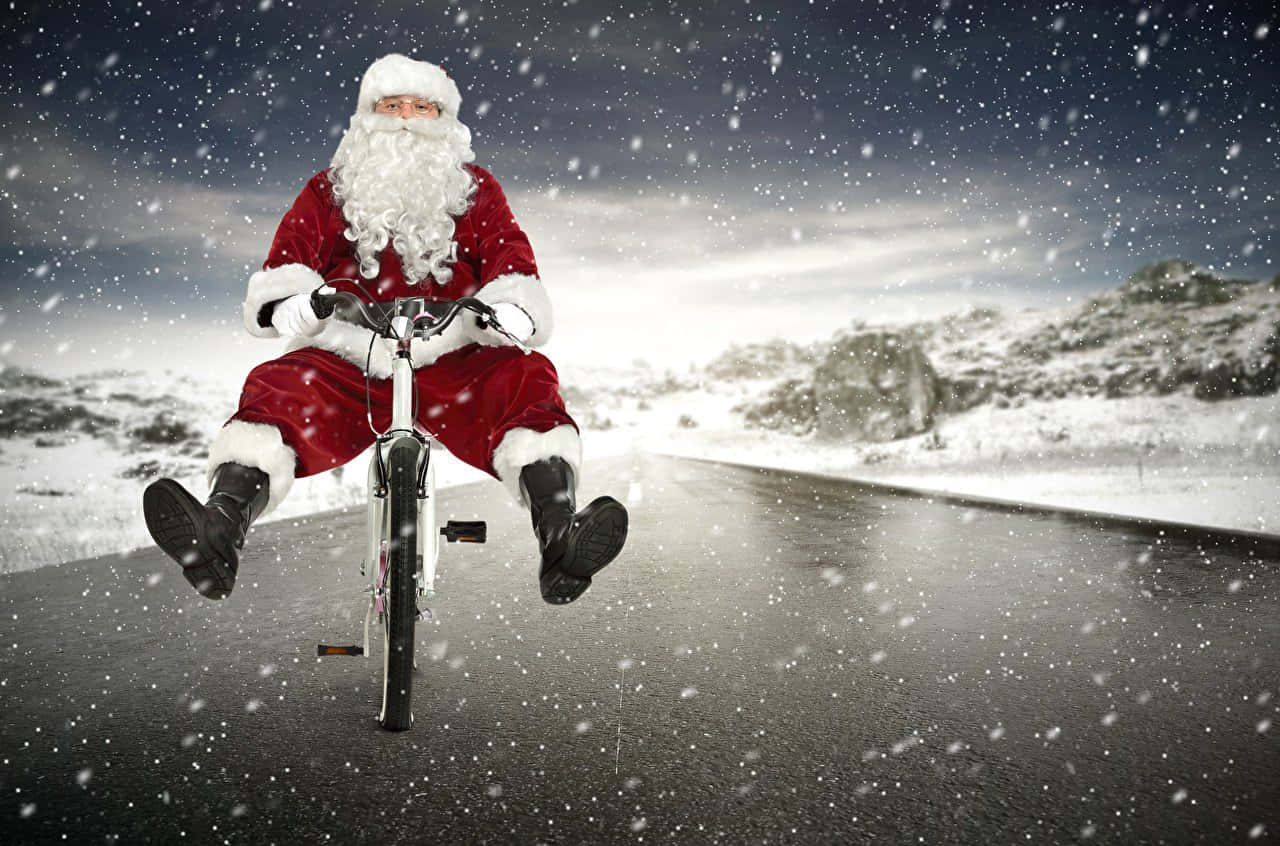 Furaha ya Reindeer ya Santa Picha ya Ukuta