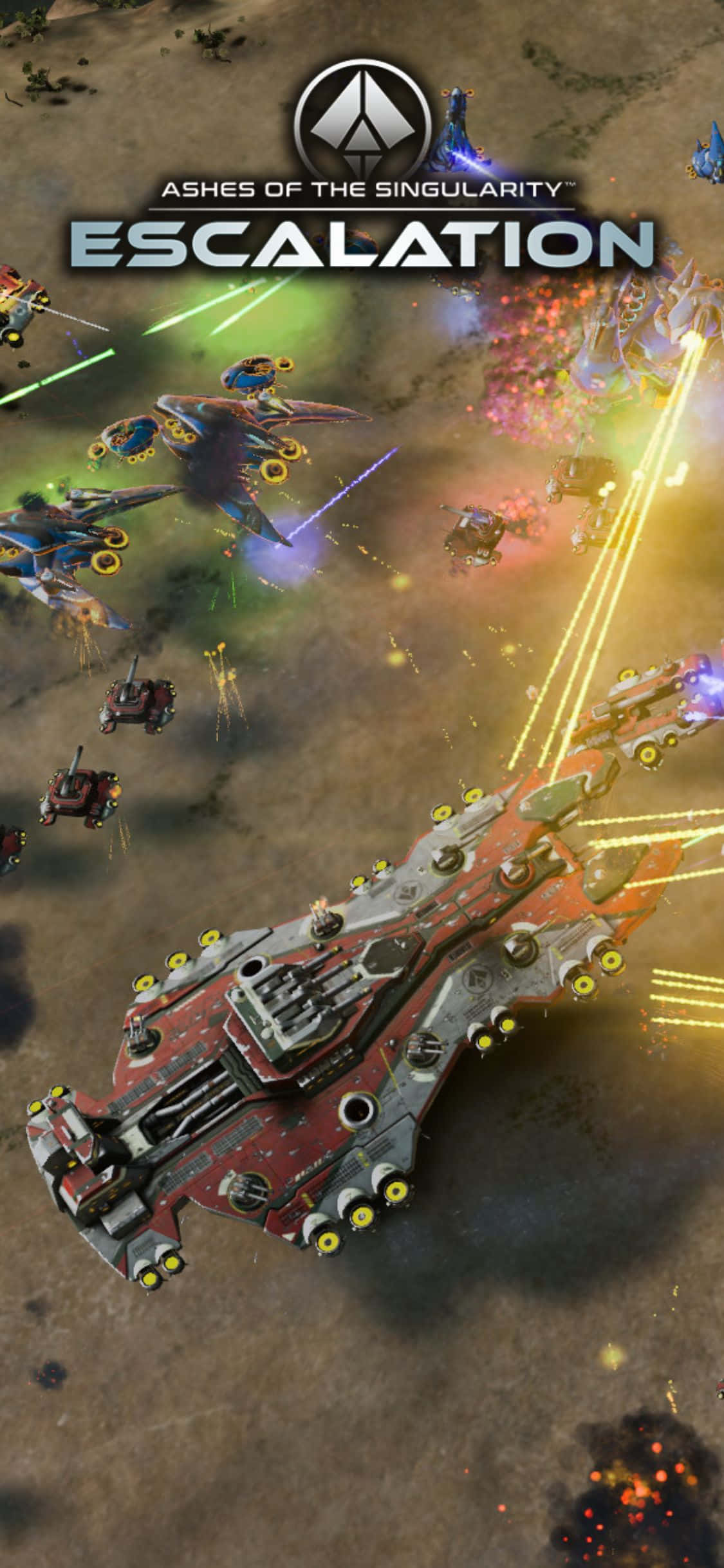 Furahia Dunia za Ashes Of The Singularity Escalation kwenye iPhone X Picha ya Ukuta