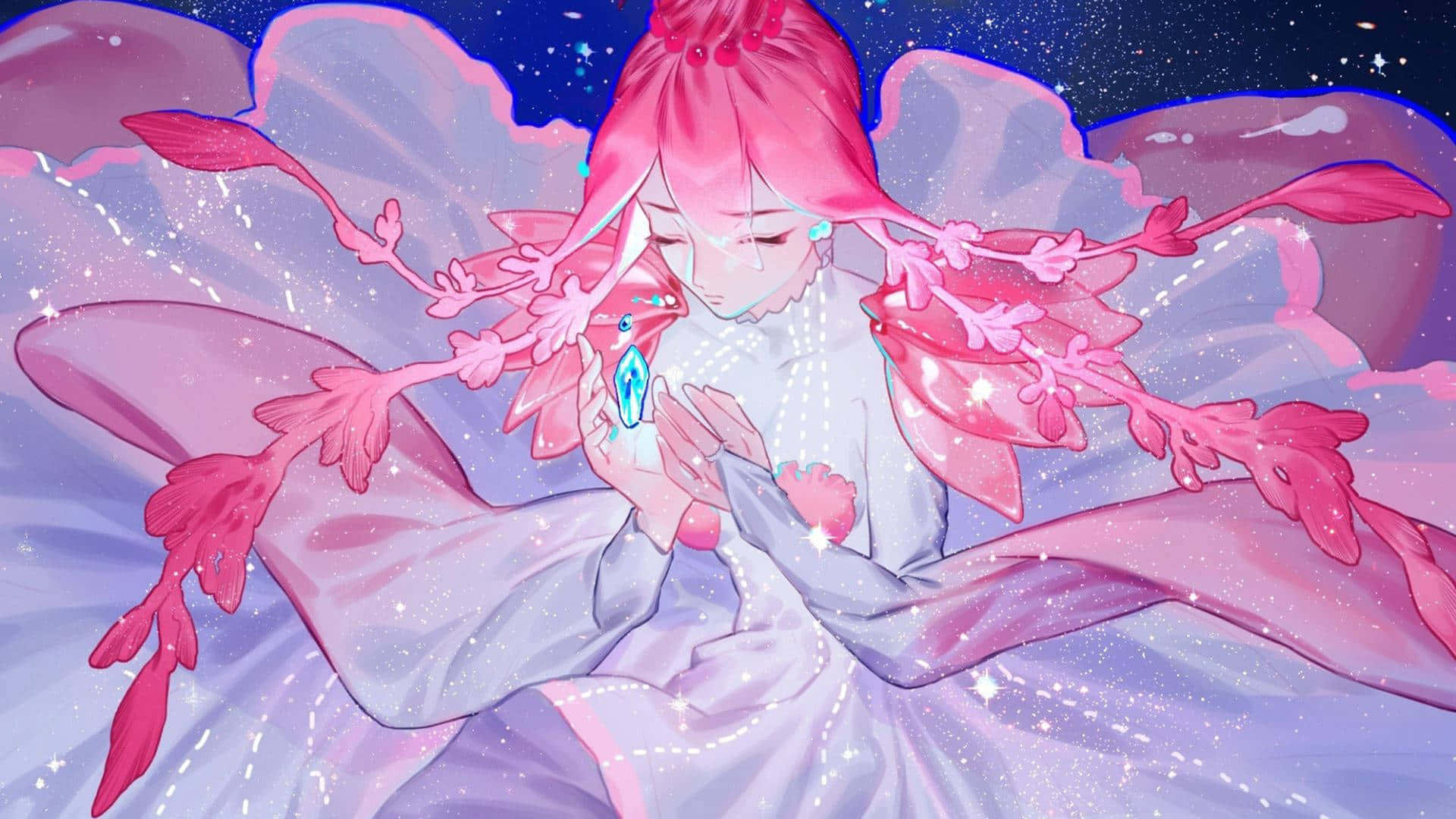 Furahia mandhari ya rangi za pink za Anime Aesthetic Picha ya Ukuta