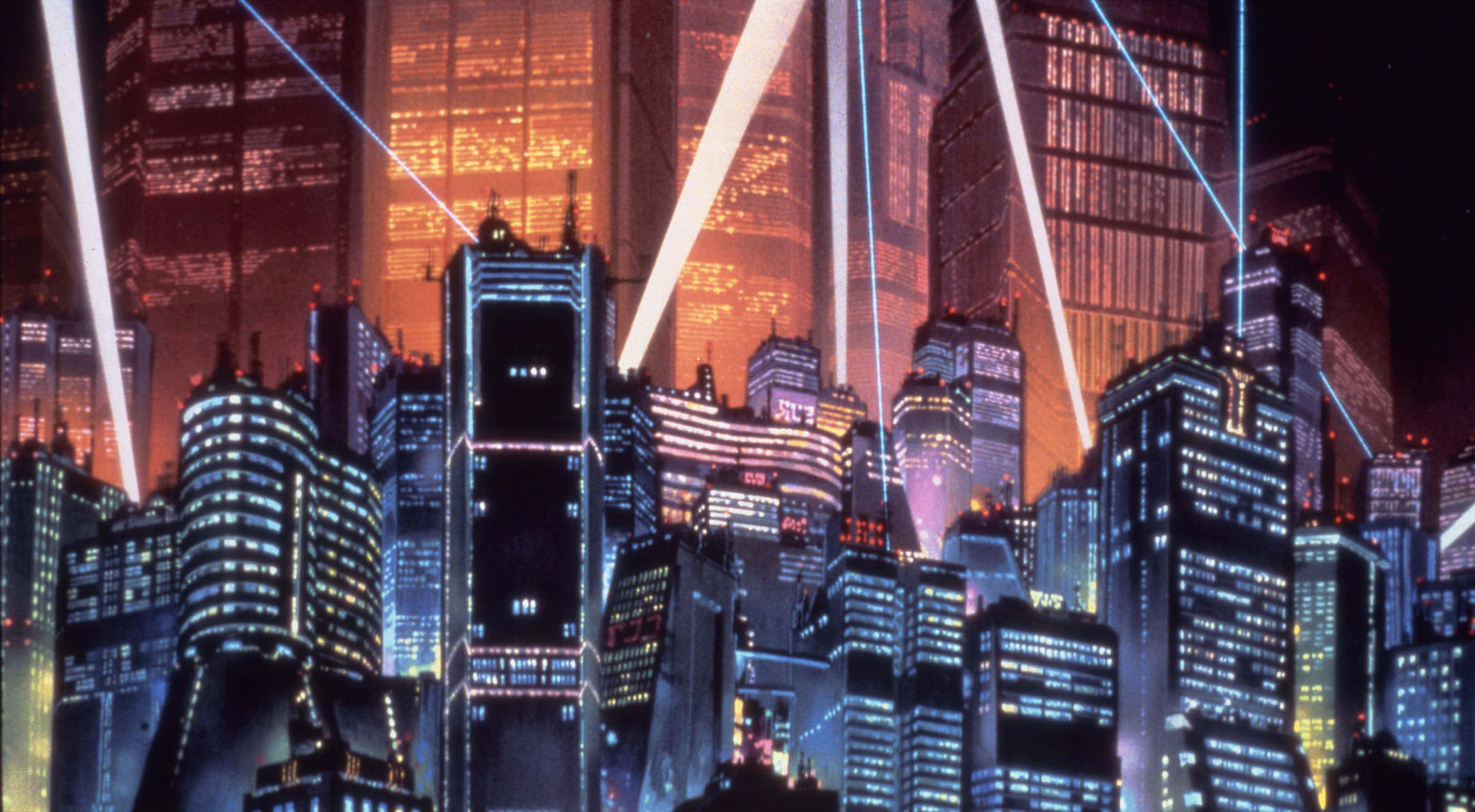 Furahia mazingira ya jiji la Anime City. Picha ya Ukuta