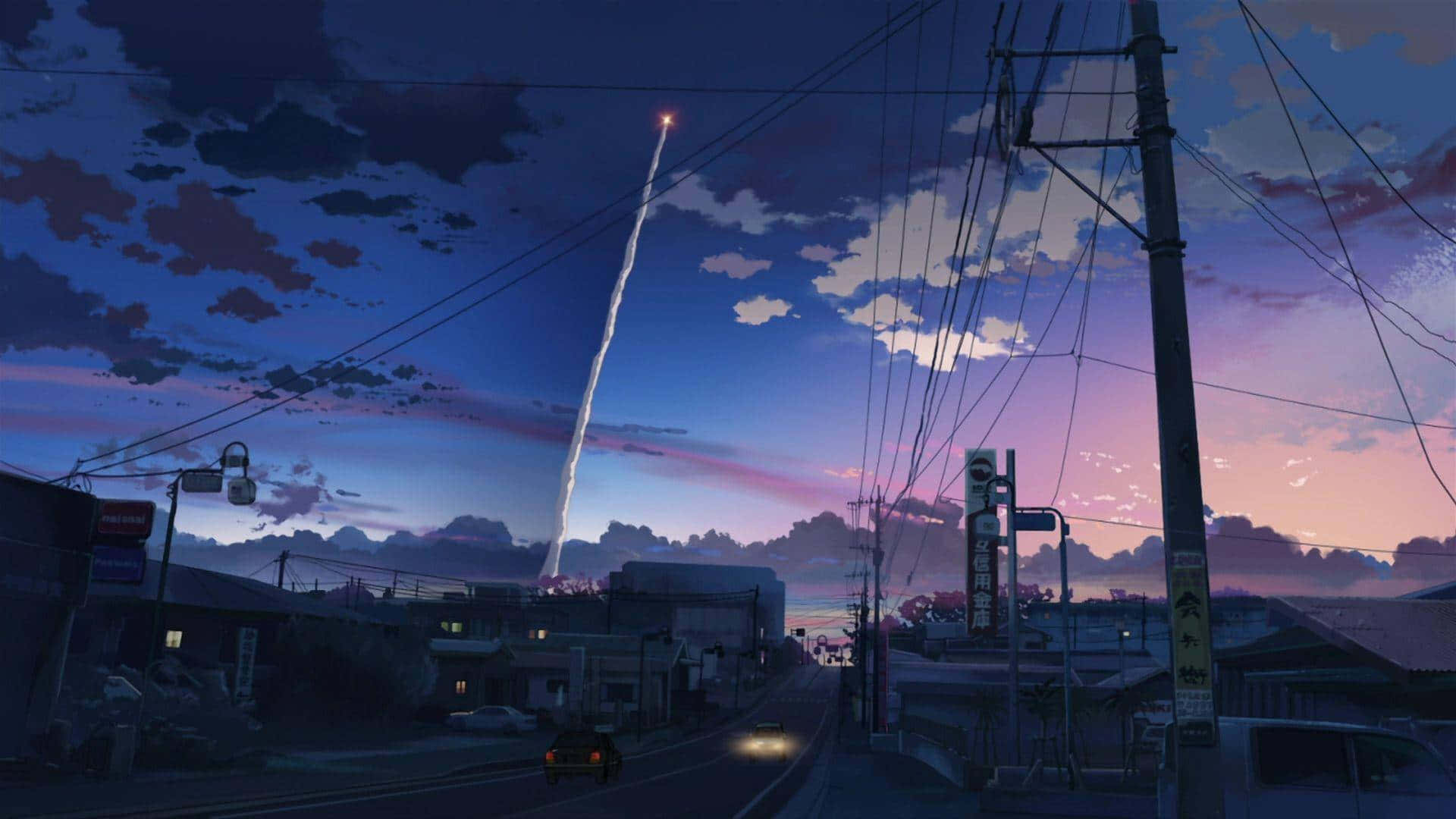Furahia utulivu wa mandhari nzuri ya anime. Picha ya Ukuta