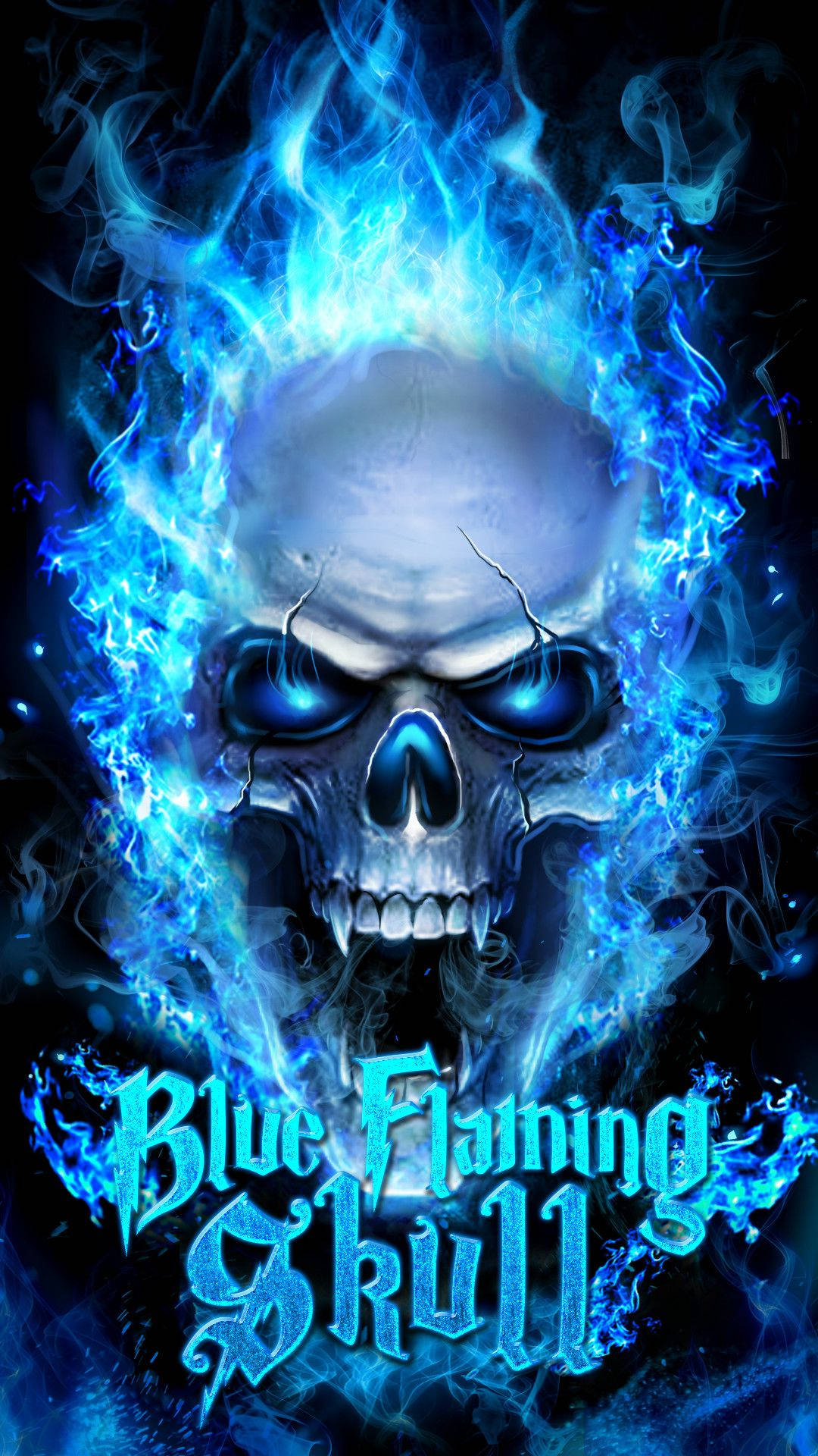 Fuvu la Moto la Bluu la Ghost Rider Picha ya Ukuta