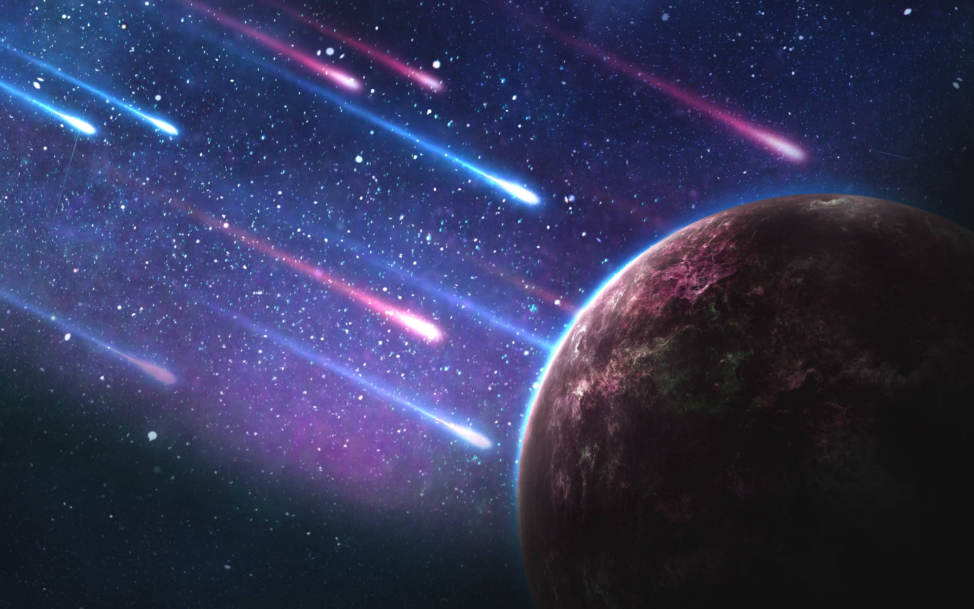 Galaxy Moon na Nyota Zinazotanda Picha ya Ukuta