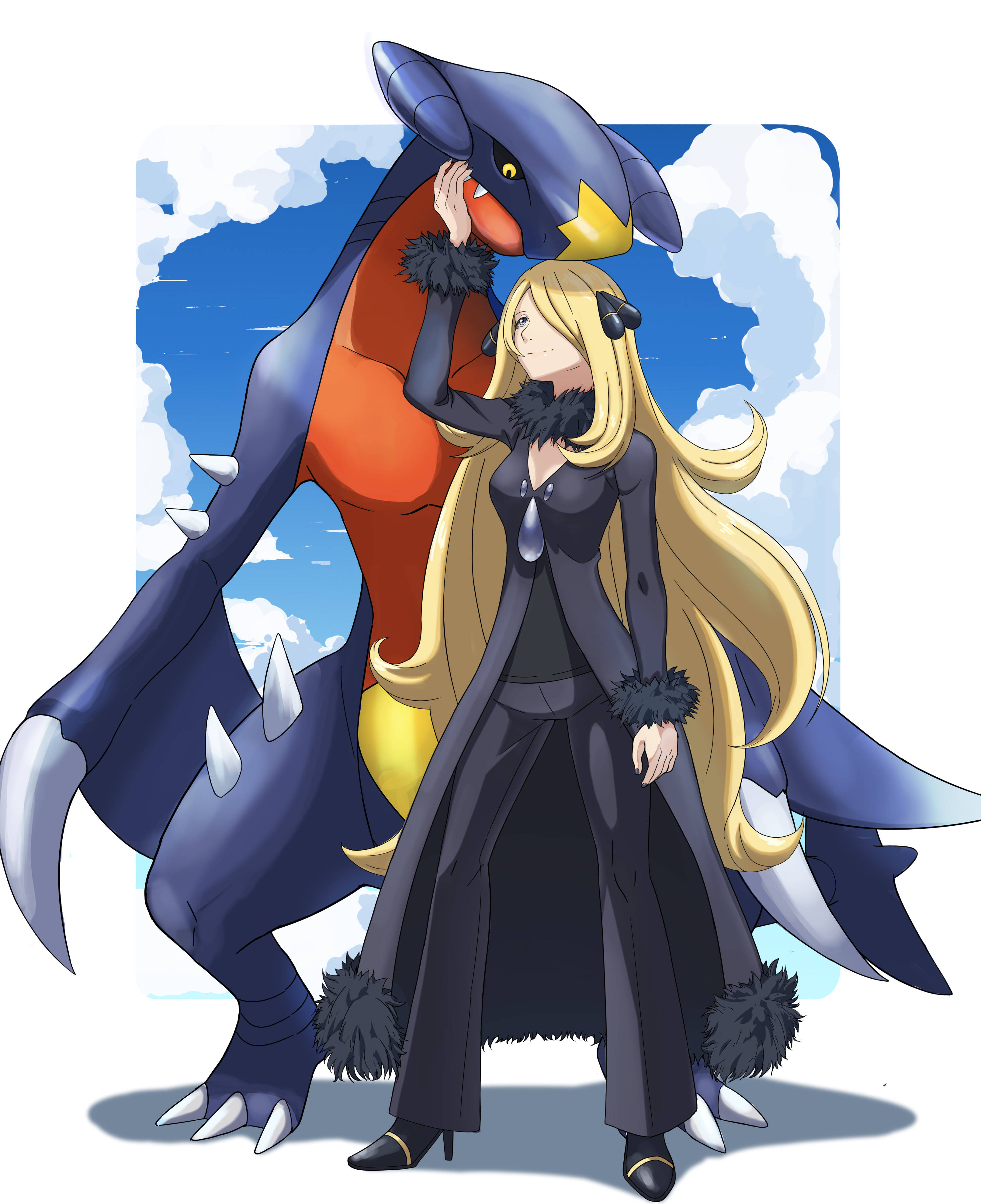 Garchomp Na Cynthia Fanart Picha ya Ukuta