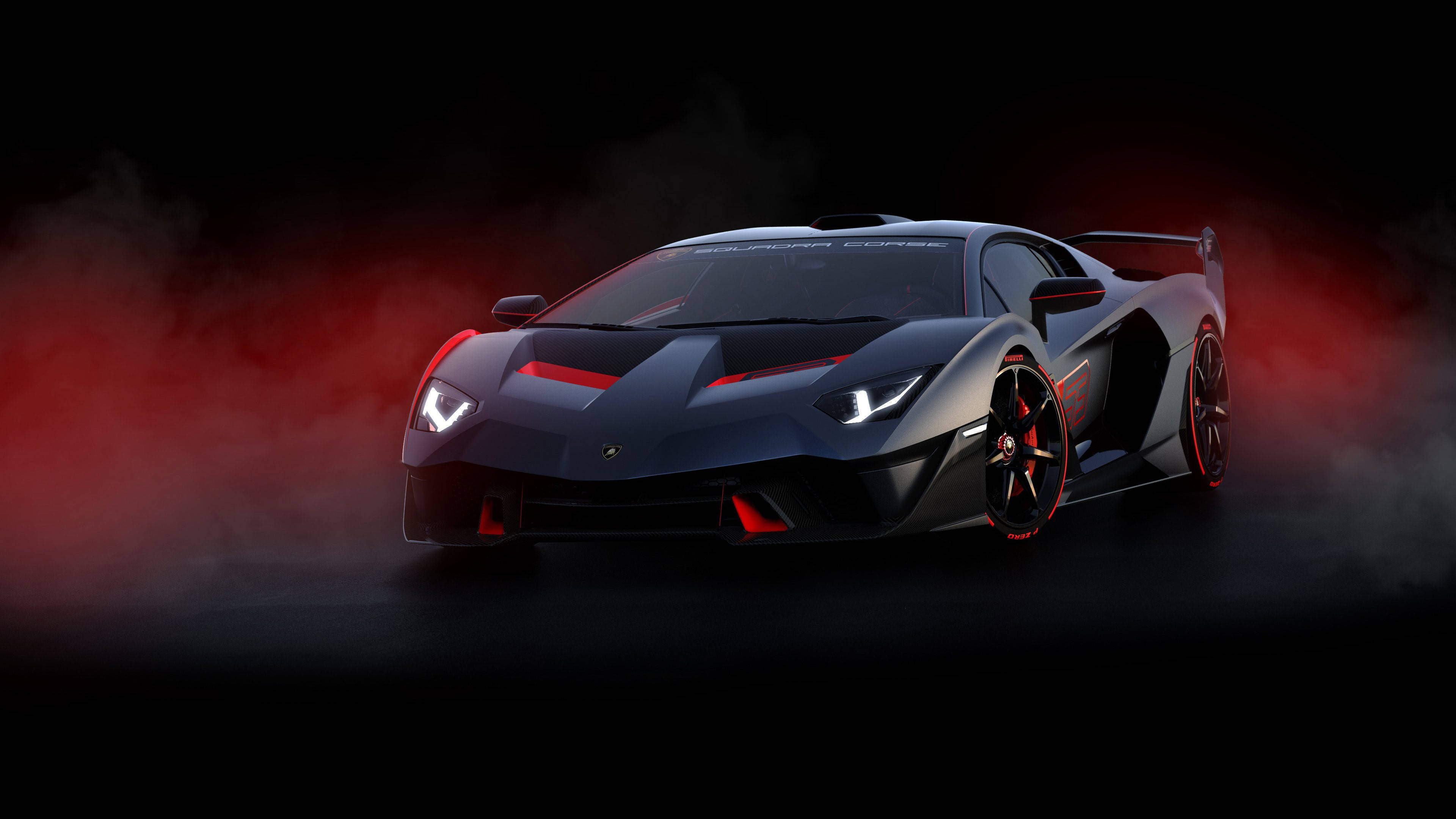 Gari 4K Lamborghini Nyeusi Matte Picha ya Ukuta