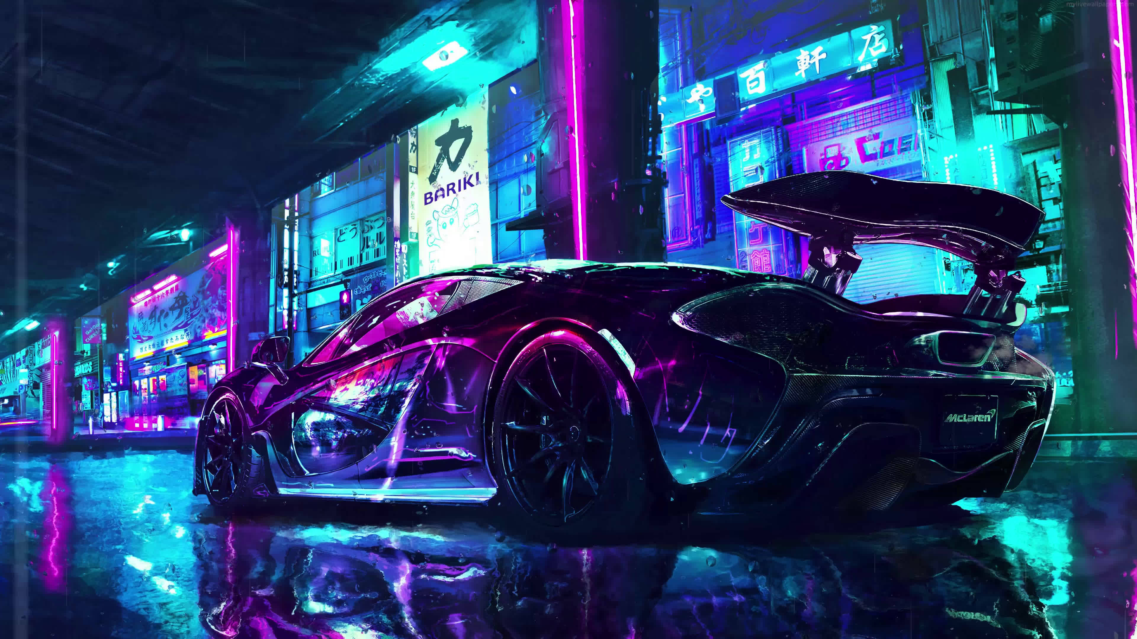Gari 4K Mclaren Retro Wave Picha ya Ukuta