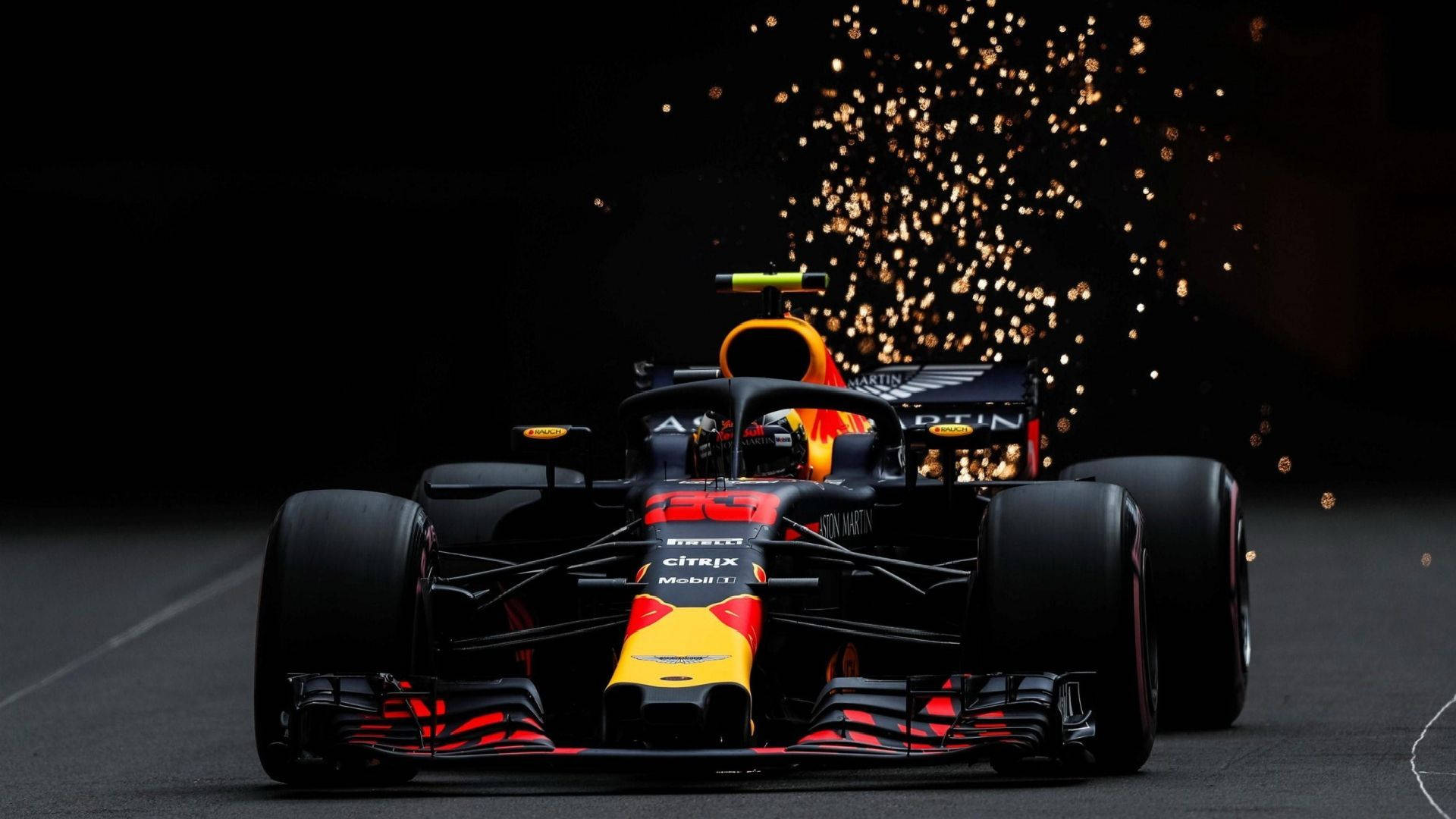 Gari Jeusi na Jekundu la Formula 1 kwa Kompyuta Picha ya Ukuta