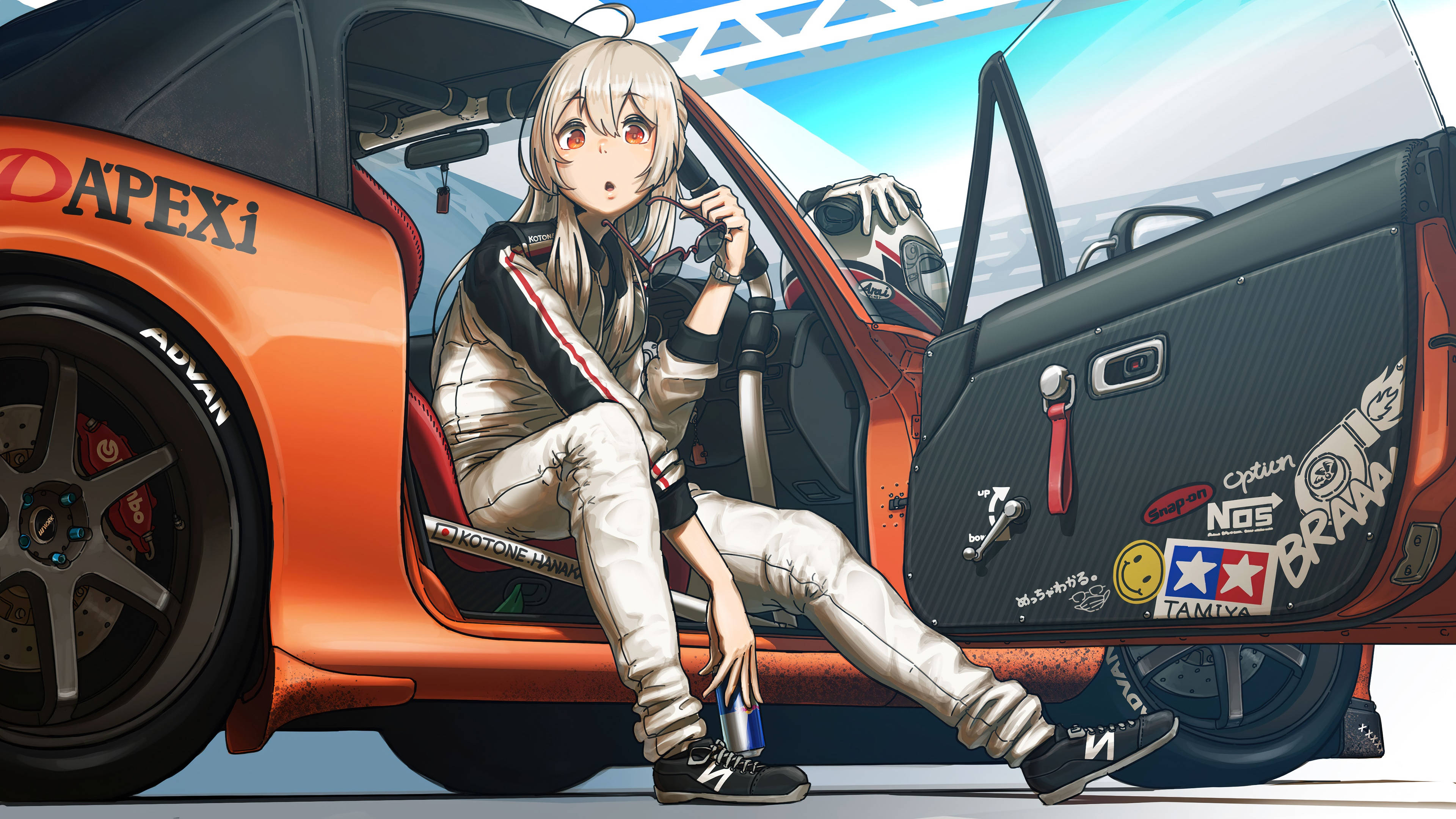 Gari la Anime la Toyota Supra la Rangi ya Chungwa Picha ya Ukuta