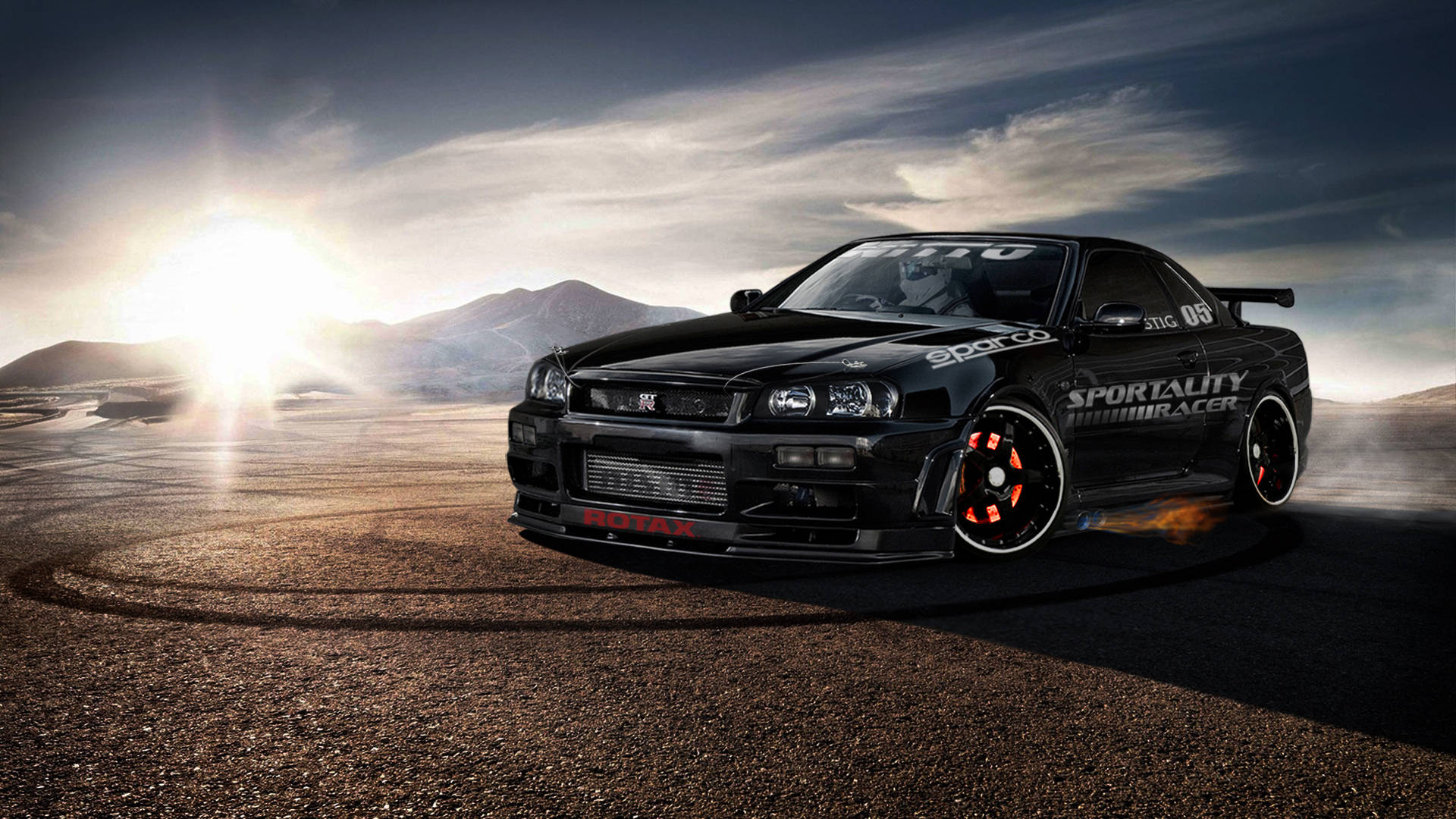 Gari la Drift Nissan Skyline GTR R34 Picha ya Ukuta