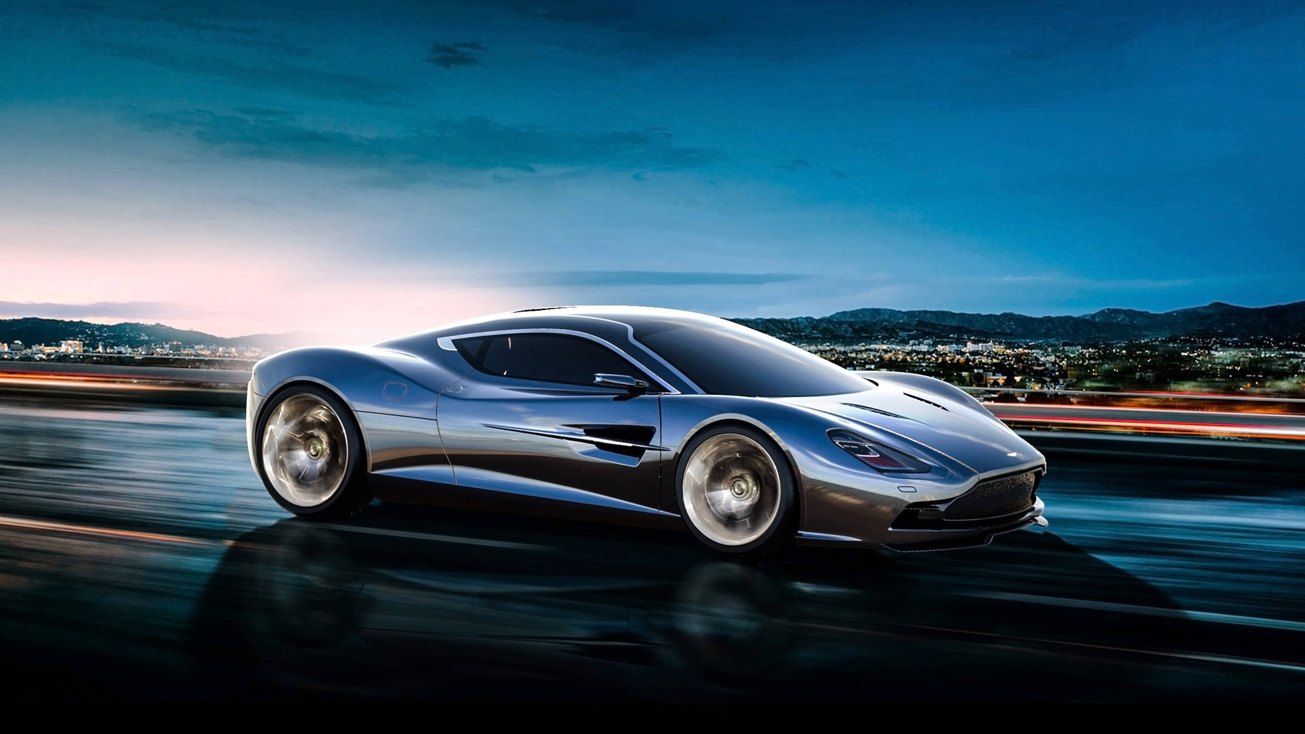 Gari La Kifahari La Aston Martin La Bluu Picha ya Ukuta