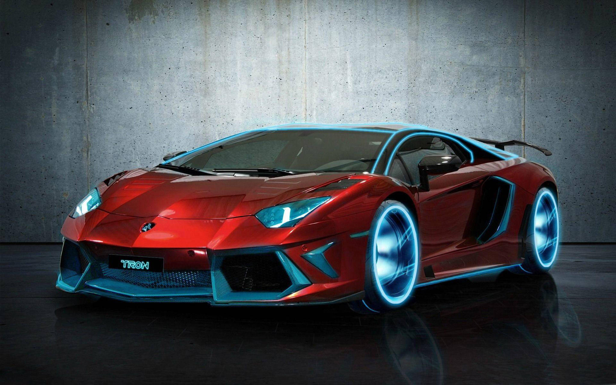 Gari la Kuvutia Lamborghini Tron Nyekundu Picha ya Ukuta