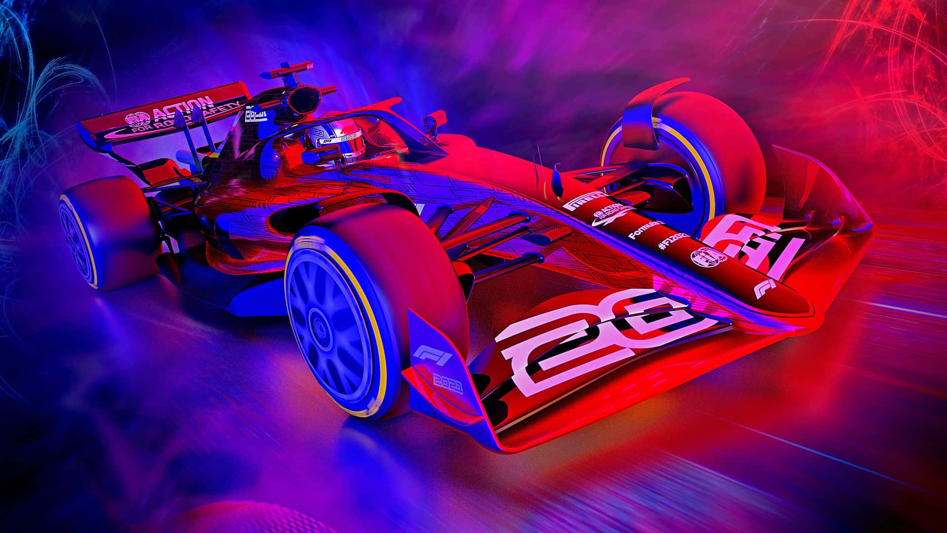 Gari la Mashindano la F1 Rangi ya Zambarau na Nyekundu Picha ya Ukuta