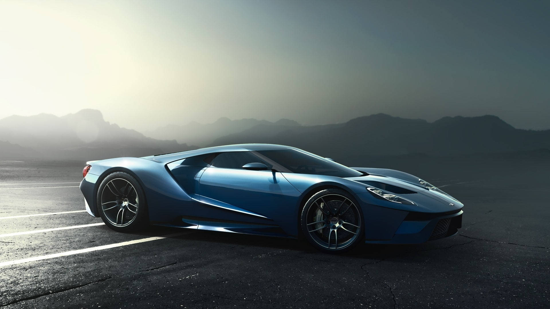 Gari la Michezo la Ford GT la Rangi ya Samawati Picha ya Ukuta
