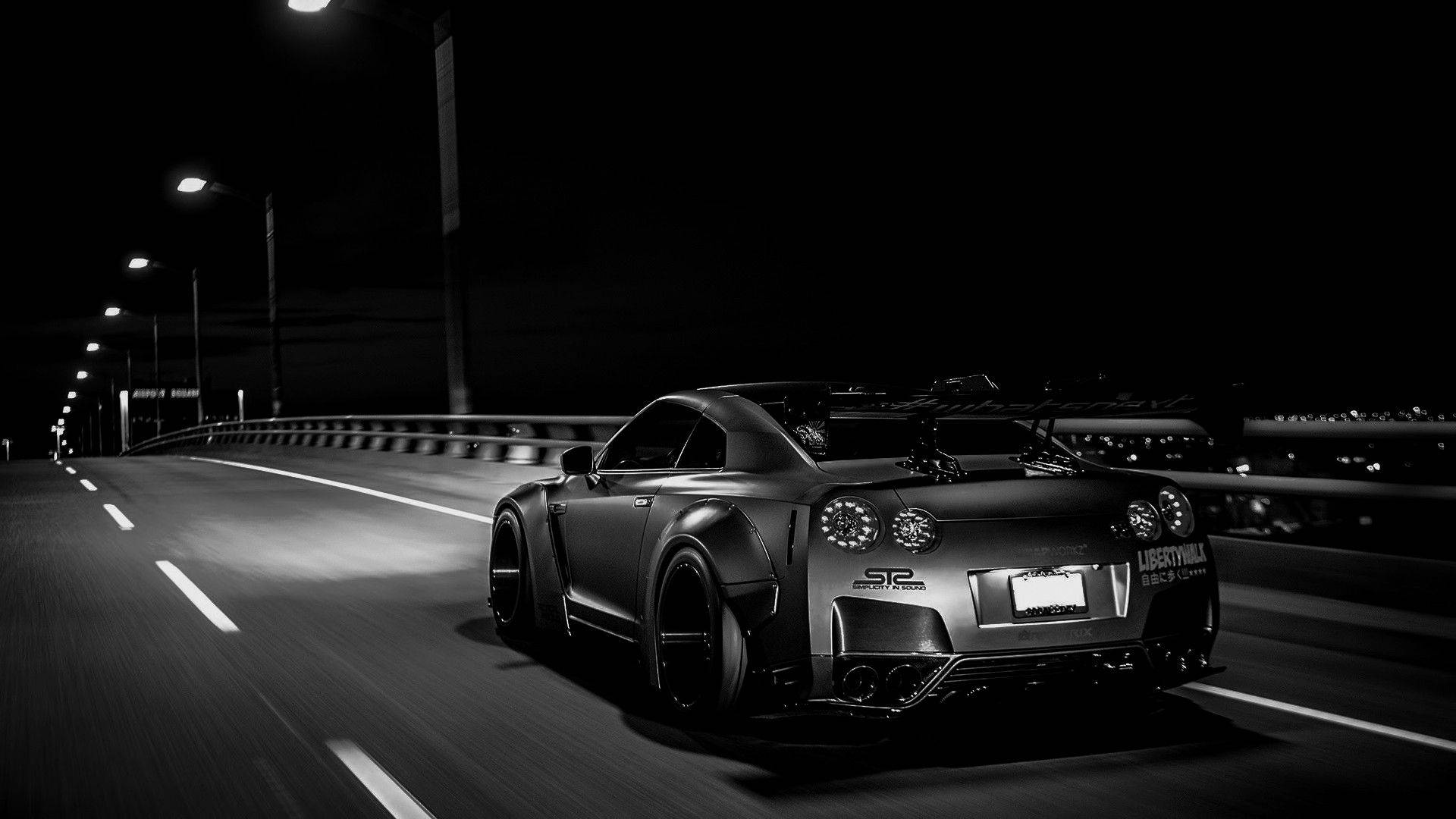 Gari la Monochrome Nissan GTR Picha ya Ukuta