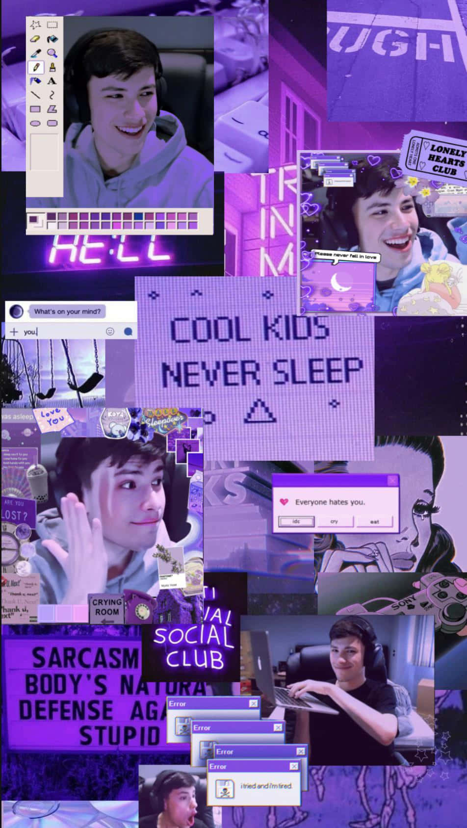 GeorgeNotFound Neon Purple yenye Maneno ya Kunuku Picha ya Ukuta