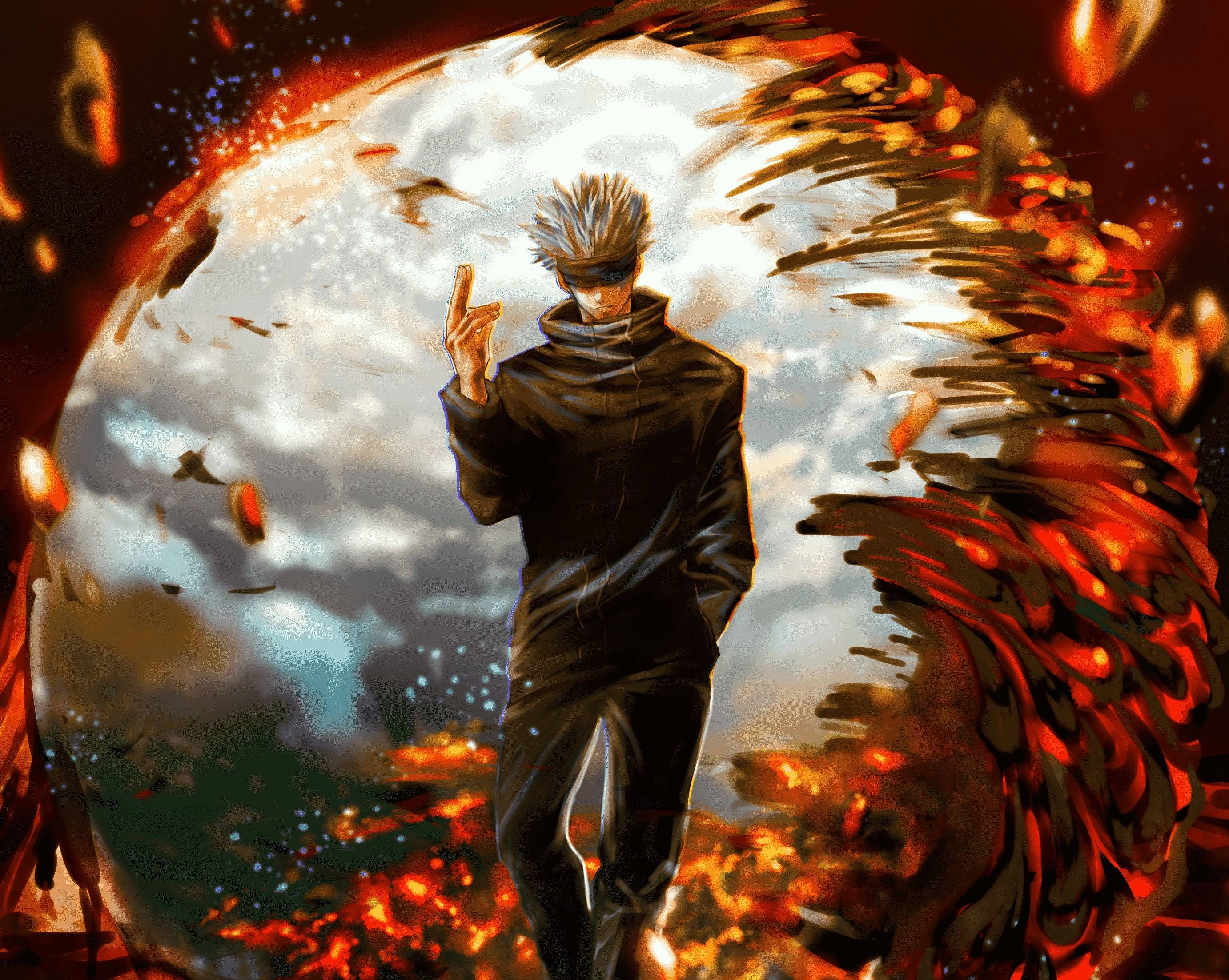 Gojo Satoru akishinda Laana ya Jujutsu Kaisen Picha ya Ukuta