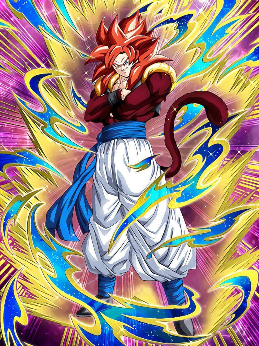 Goku Akiwa na Mikono Iliyovuka Super Saiyan 4 Picha ya Ukuta