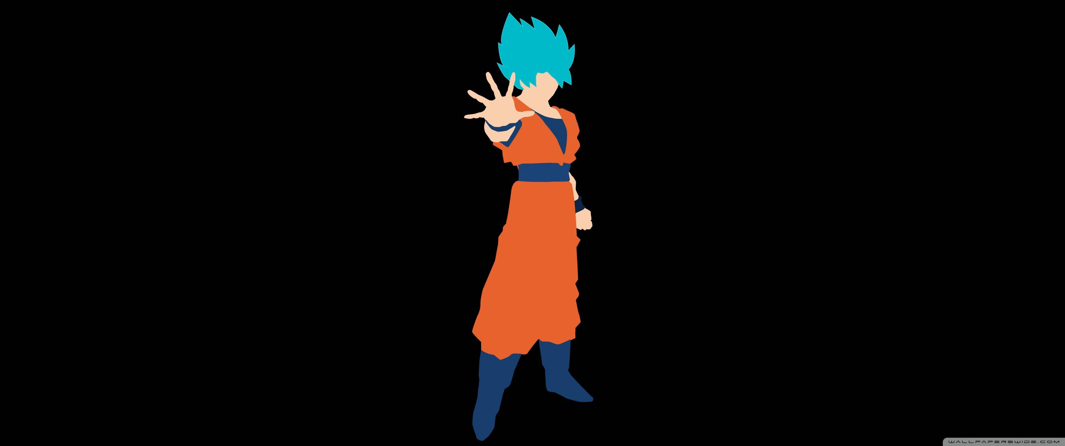 Goku Akiwa na Nguvu Nyingi Katika Umbo Lake la Super Saiyan Blue Picha ya Ukuta