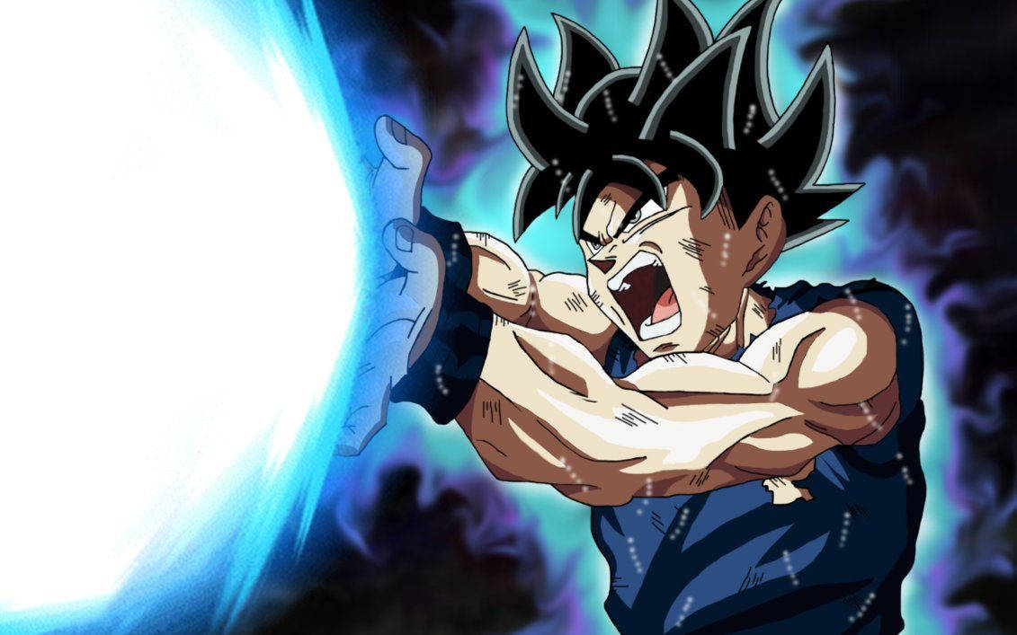 Goku anatoa Wimbi la Kamehameha lenye nguvu Picha ya Ukuta