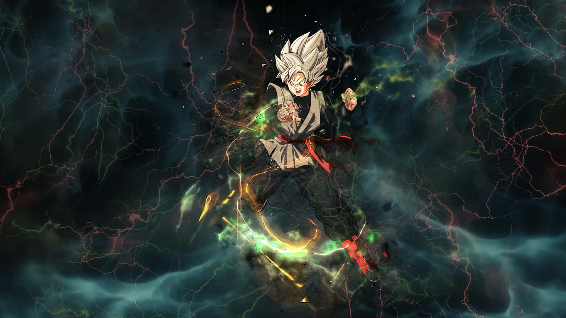 Goku Black katika Mkao wa Vita Wenye Moto Picha ya Ukuta