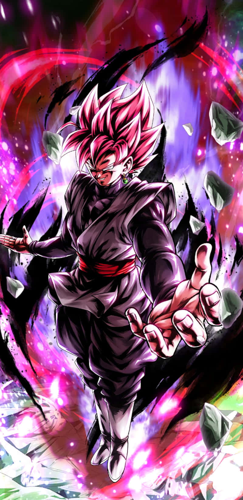 Goku Black mwenye nguvu na shauku akitoa nishati yake ya kijeshi Picha ya Ukuta