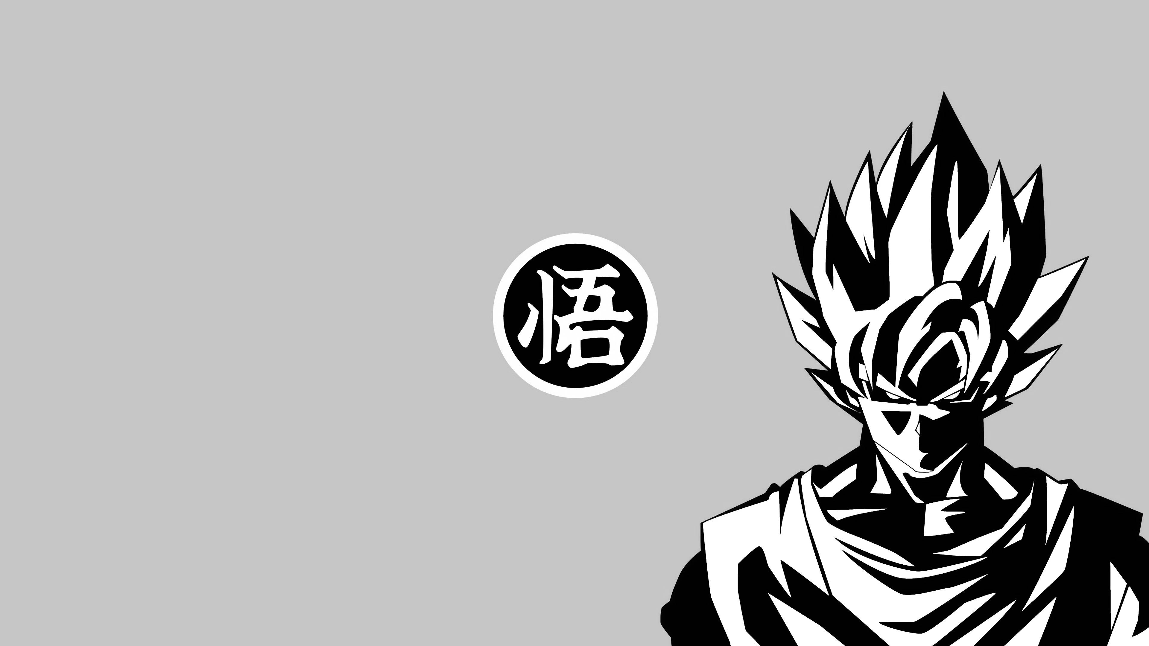 Goku Mwenye Hasira Nyeusi na Nyeupe Picha ya Ukuta