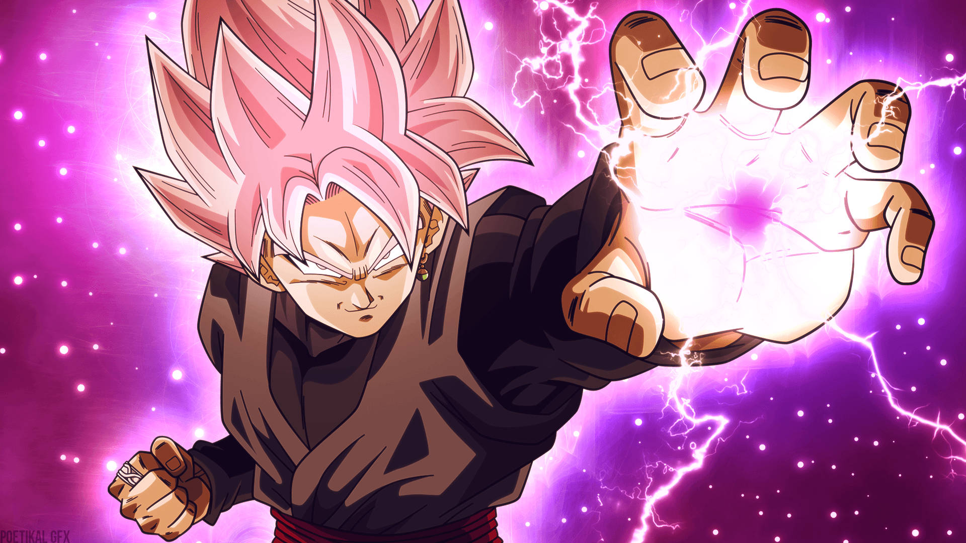 Goku Mweusi Na Mwangaza wa Pinki Picha ya Ukuta