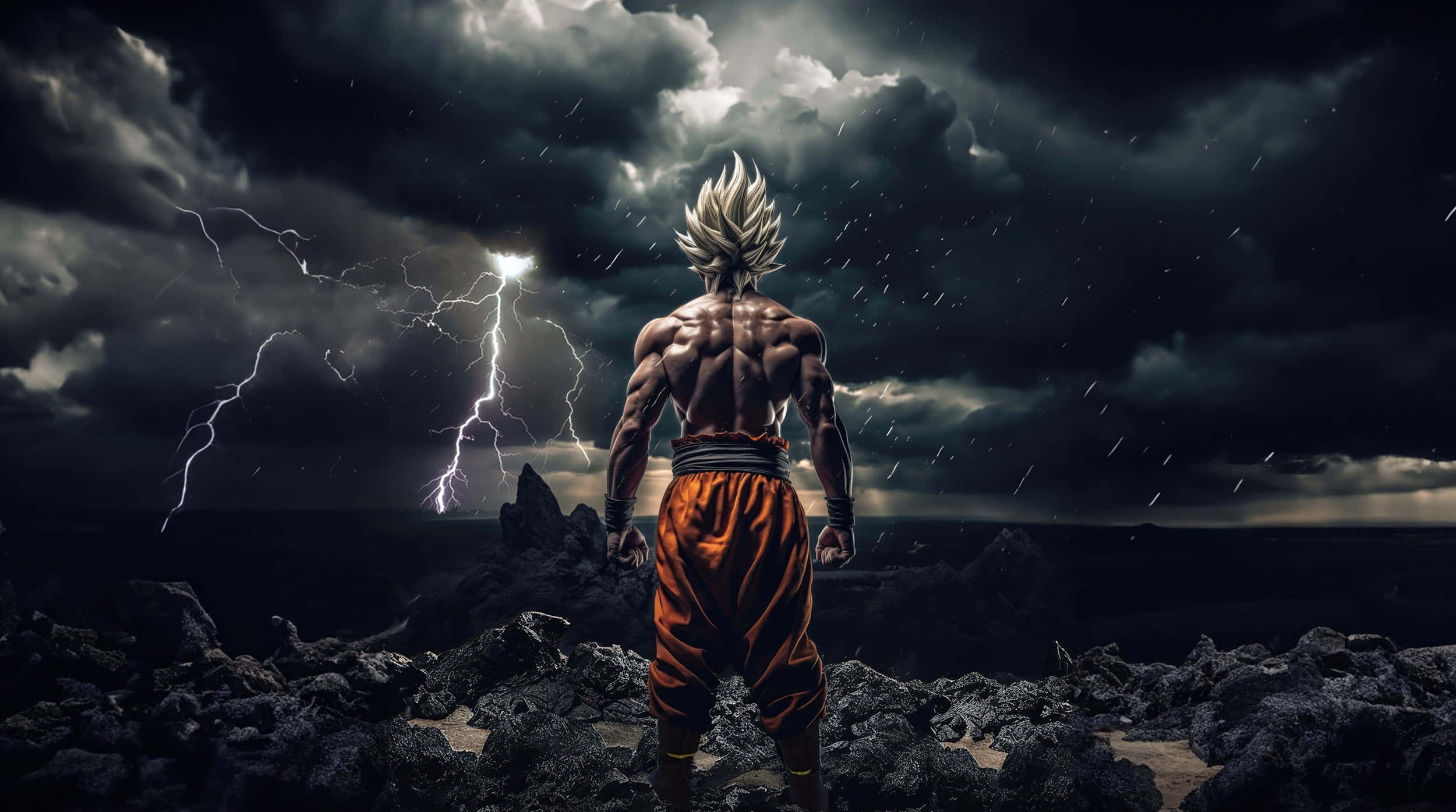 Goku Mweusi wa Ultra Instinct na Umeme Picha ya Ukuta