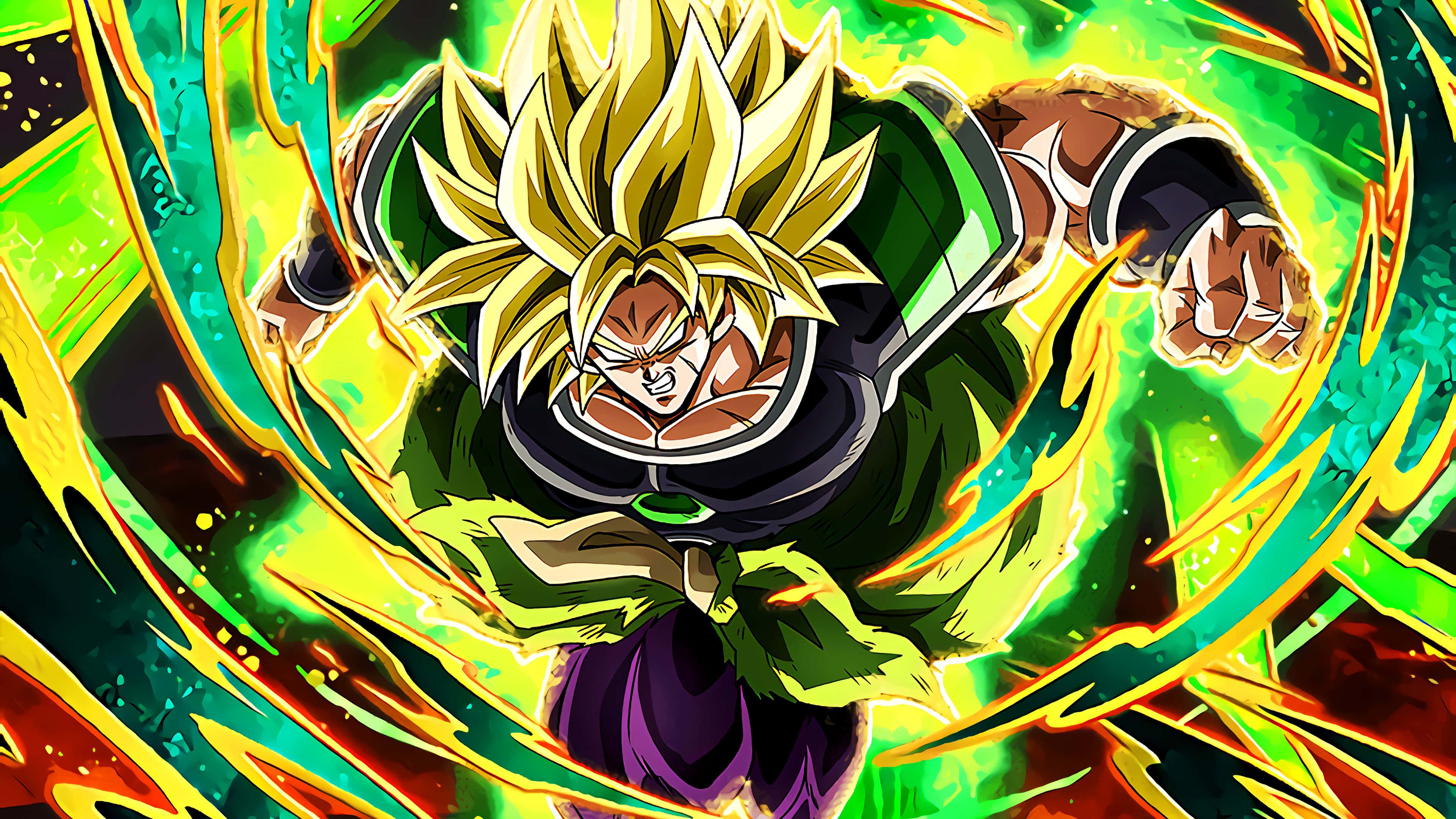Goku na Vegeta wanapambana na shujaa wa kutisha, Broly, katika Dragon Ball Super Broly. Picha ya Ukuta