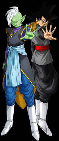 Goku na Zamasu Wakipiga Posa Dragon Ball Picha ya Ukuta