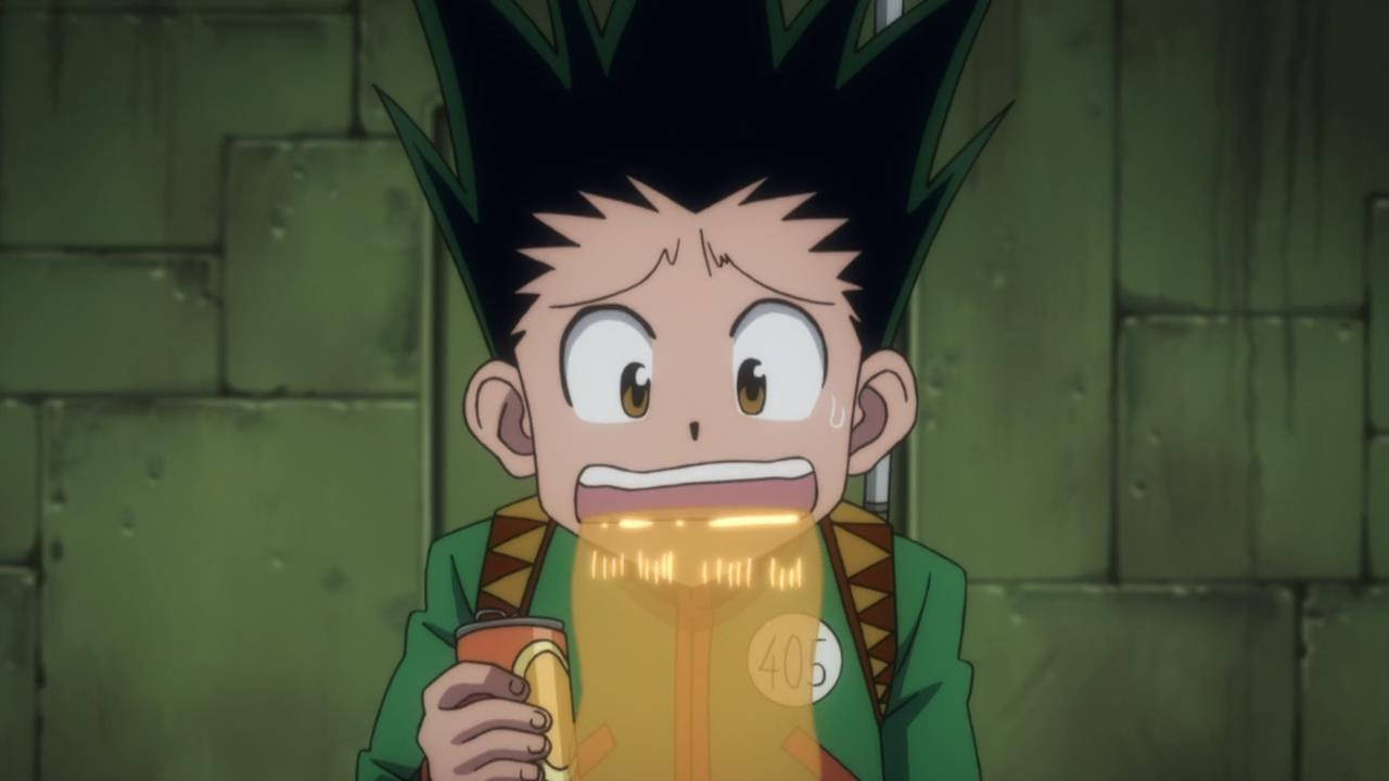 Gon Freecss Akimimina Kinywaji Picha ya Ukuta