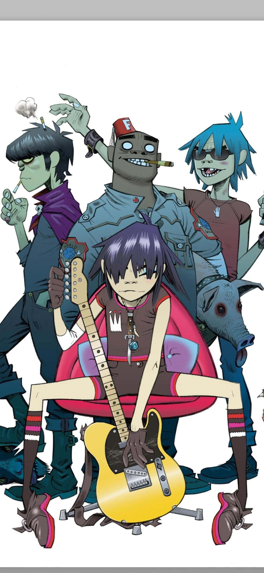 Gorillaz iPhone Band Members Noodle At The Center Picha ya Ukuta