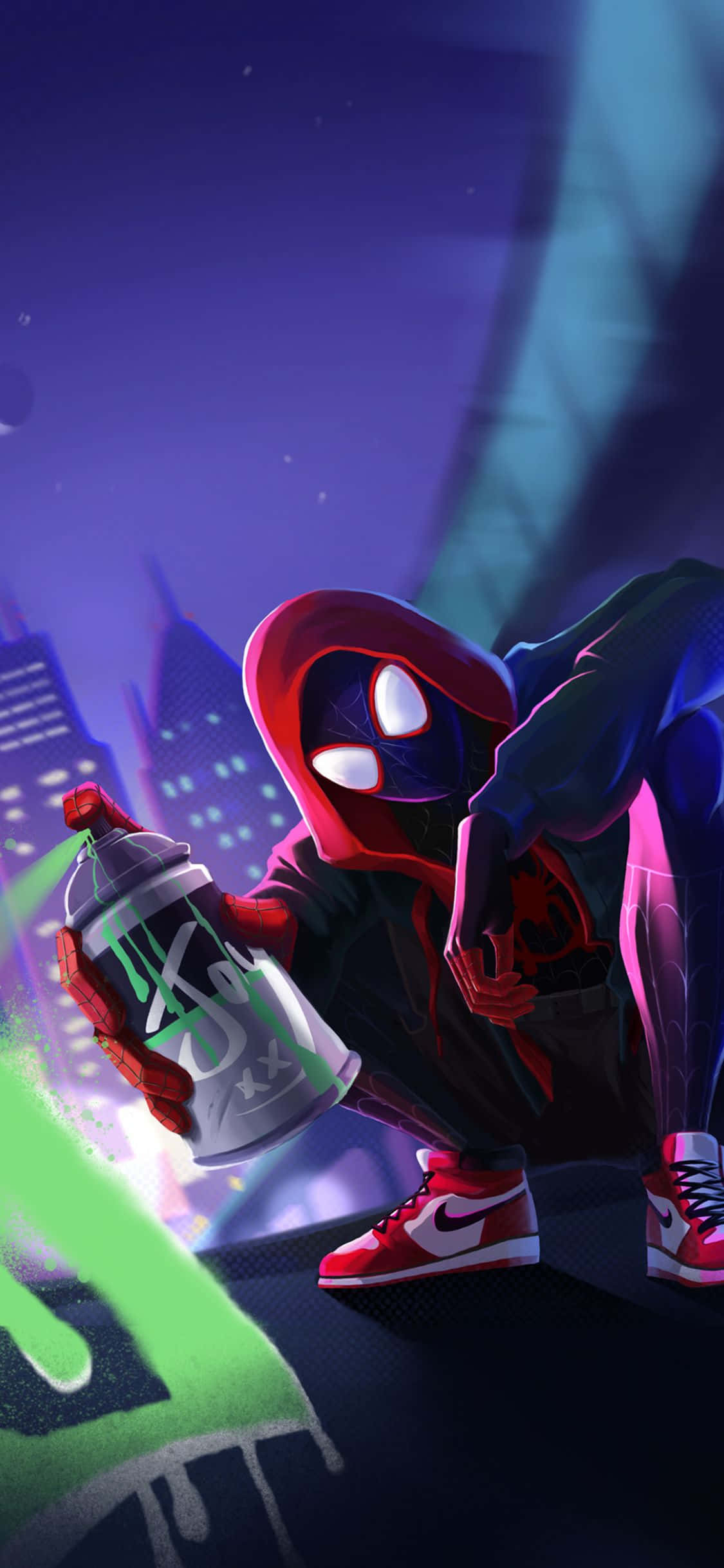 Graffiti Marvel Spider Man Miles Morales kwa iPhone Picha ya Ukuta