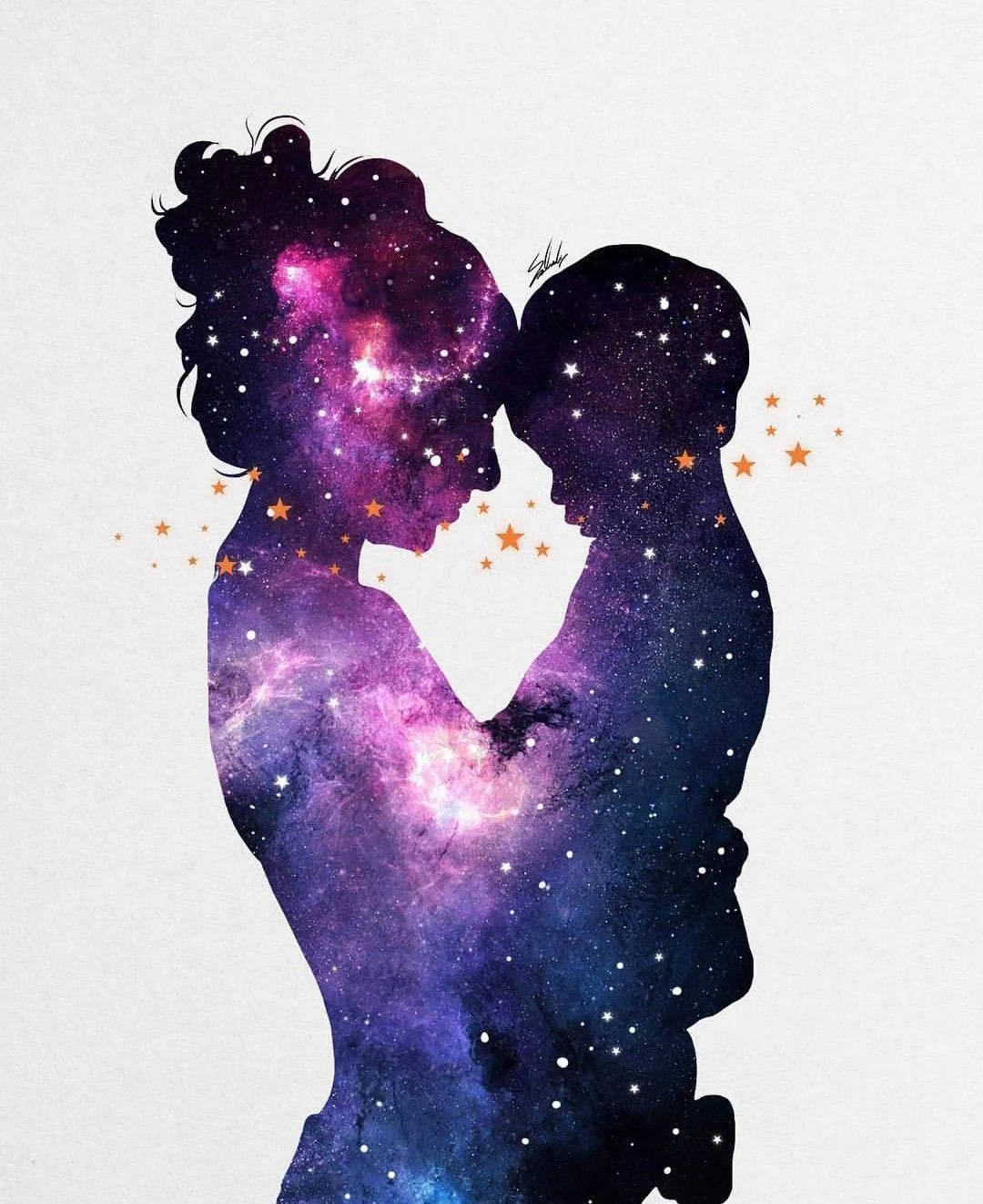 Grafik ya Mama na Mwana wa Galaxy Picha ya Ukuta
