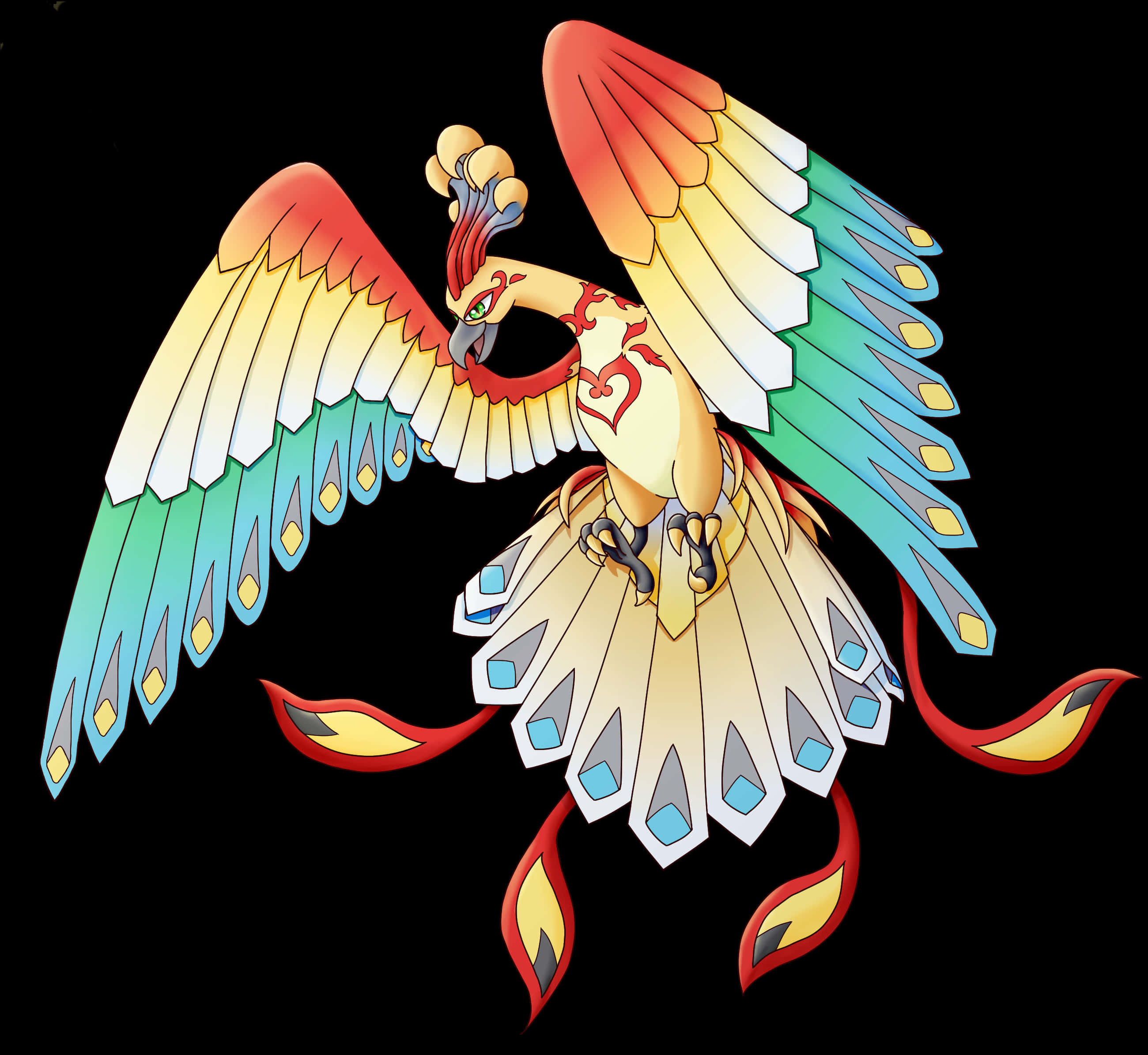 Grafiki ya Kipekee ya Ho-Oh Picha ya Ukuta