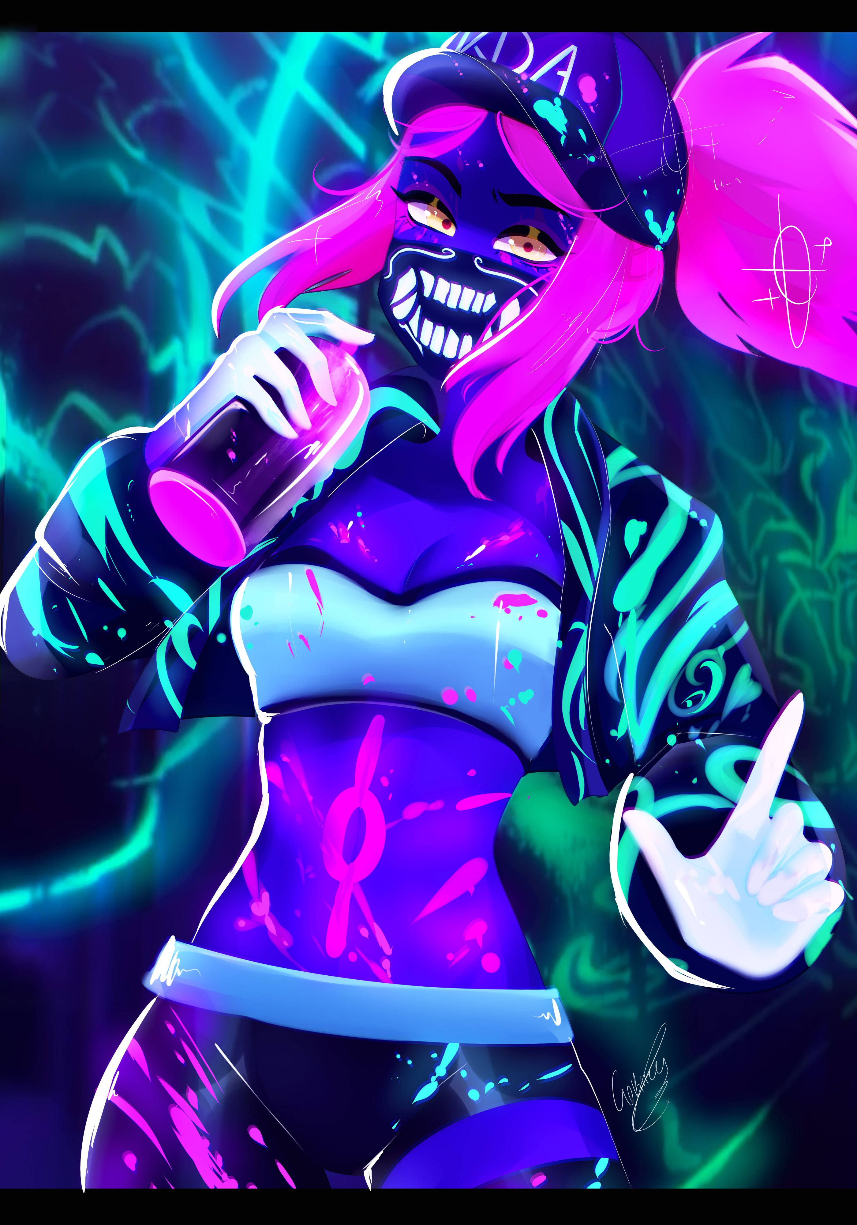 Grafiki ya LoL KDA Akali Picha ya Ukuta