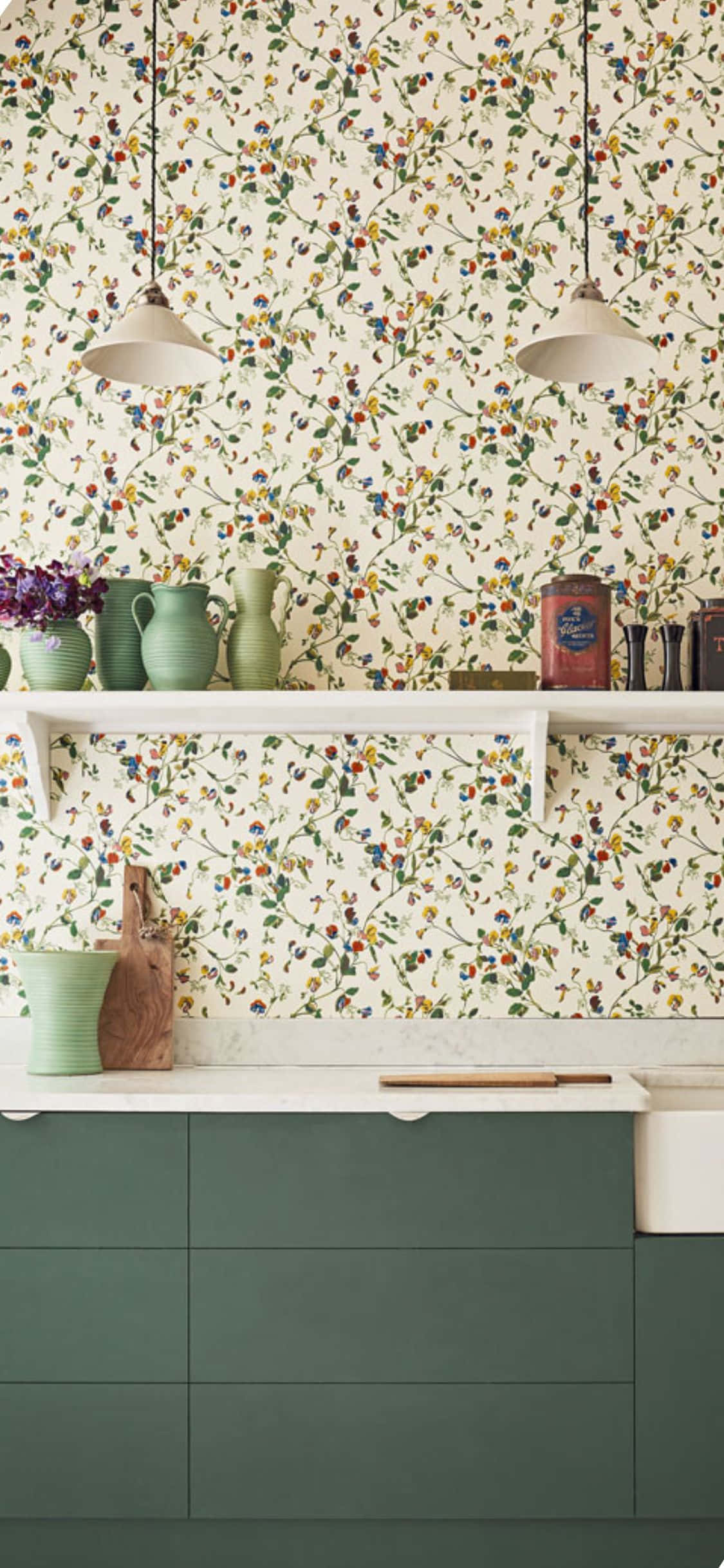 Green Closet iPhone X Kitchen Background Picha ya Ukuta