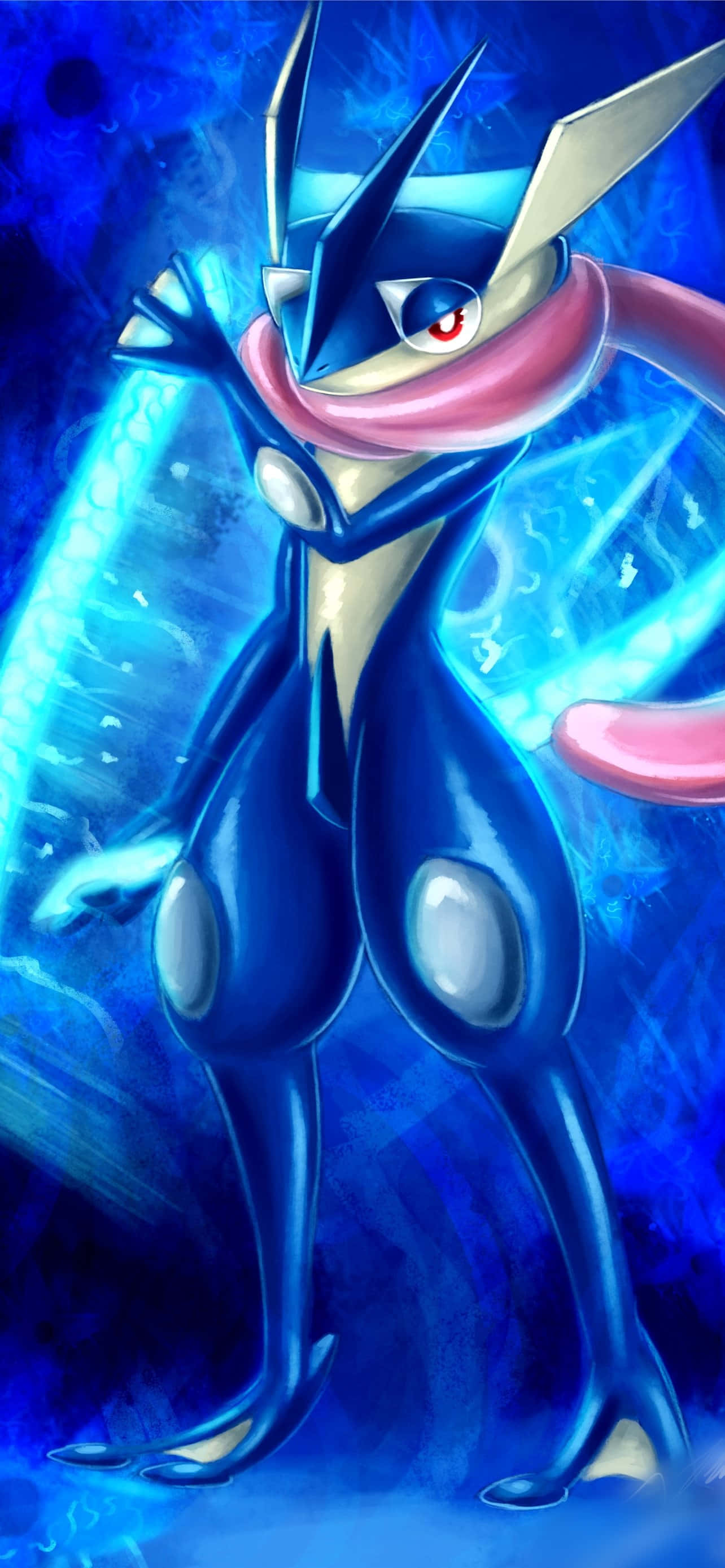 Greninja inatumia kasi na uwezo wake kushinda katika mabishano! Picha ya Ukuta
