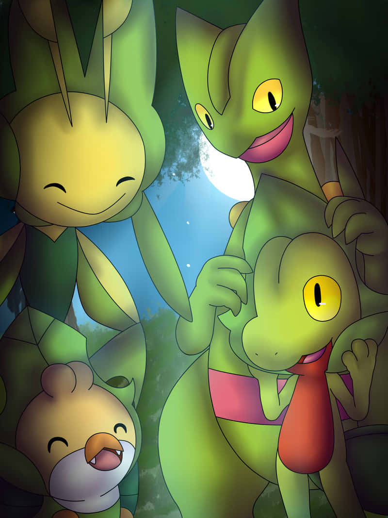 Grovyle na Pokemon wa Kijani Picha ya Ukuta