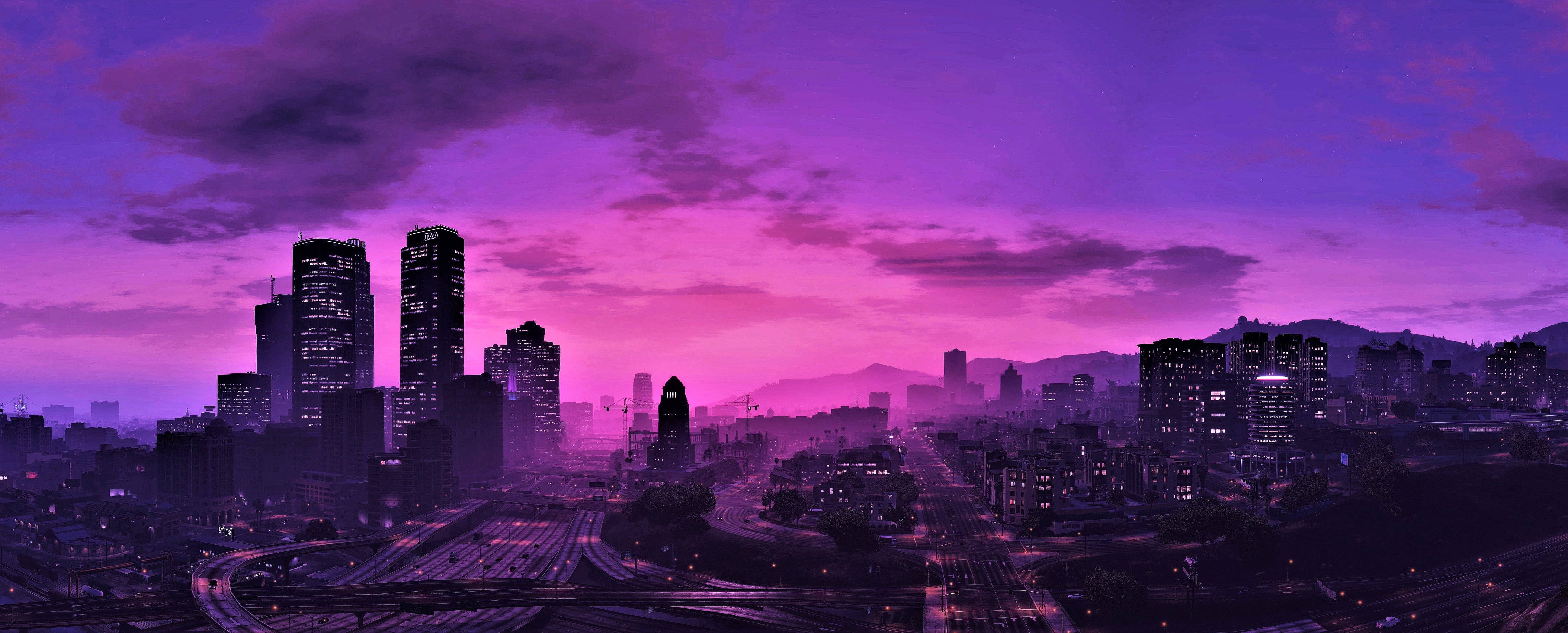GTA 5 Anga la Zambarau 1080p Michezo ya Kubahatisha Picha ya Ukuta