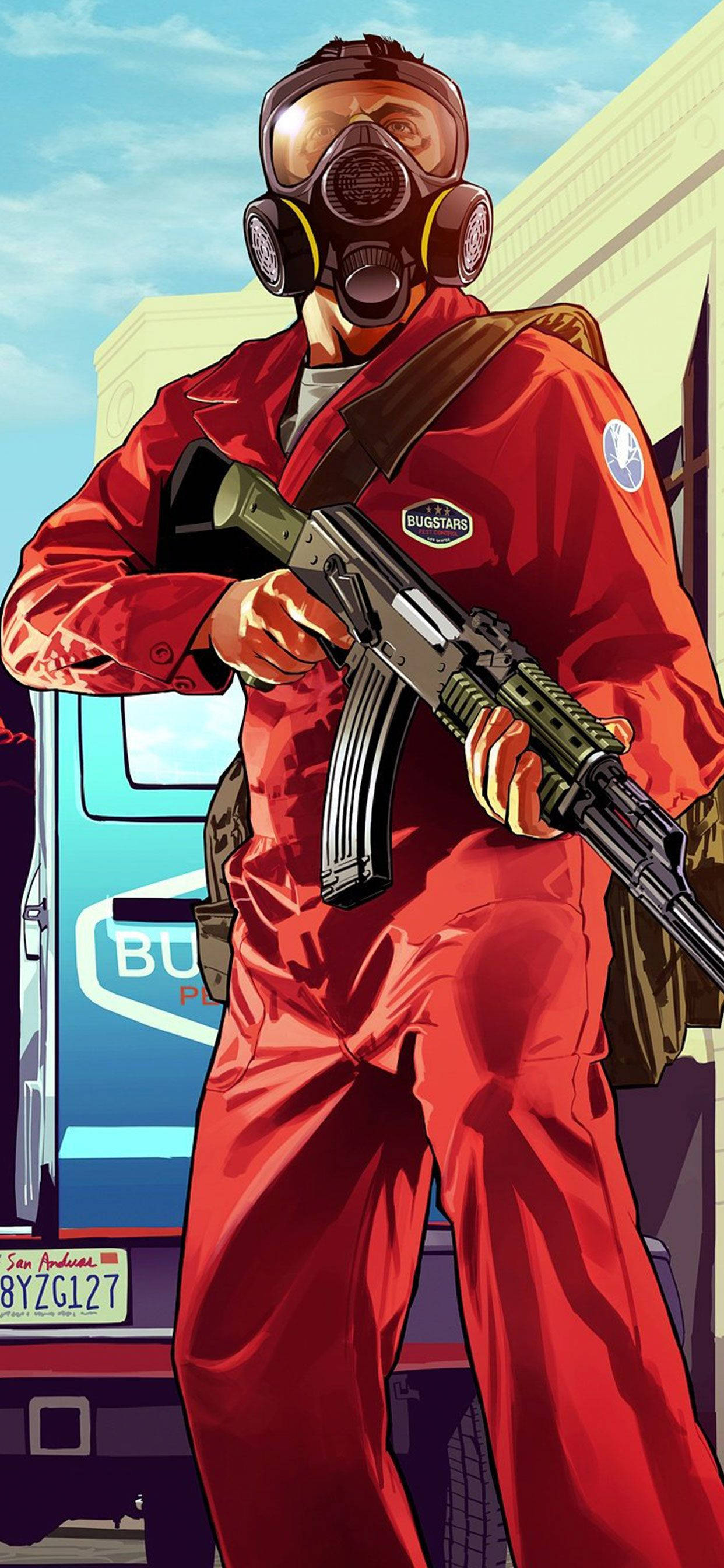 GTA 5 iPhone Heist Jumpsuit ya Orange Picha ya Ukuta