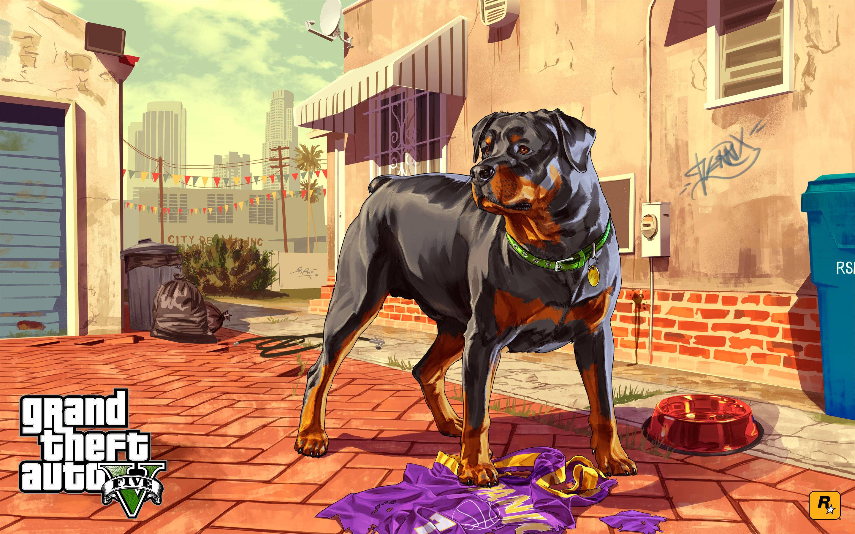 GTA San Andreas 4K: Chop Mbwa wa Rottweiler Picha ya Ukuta