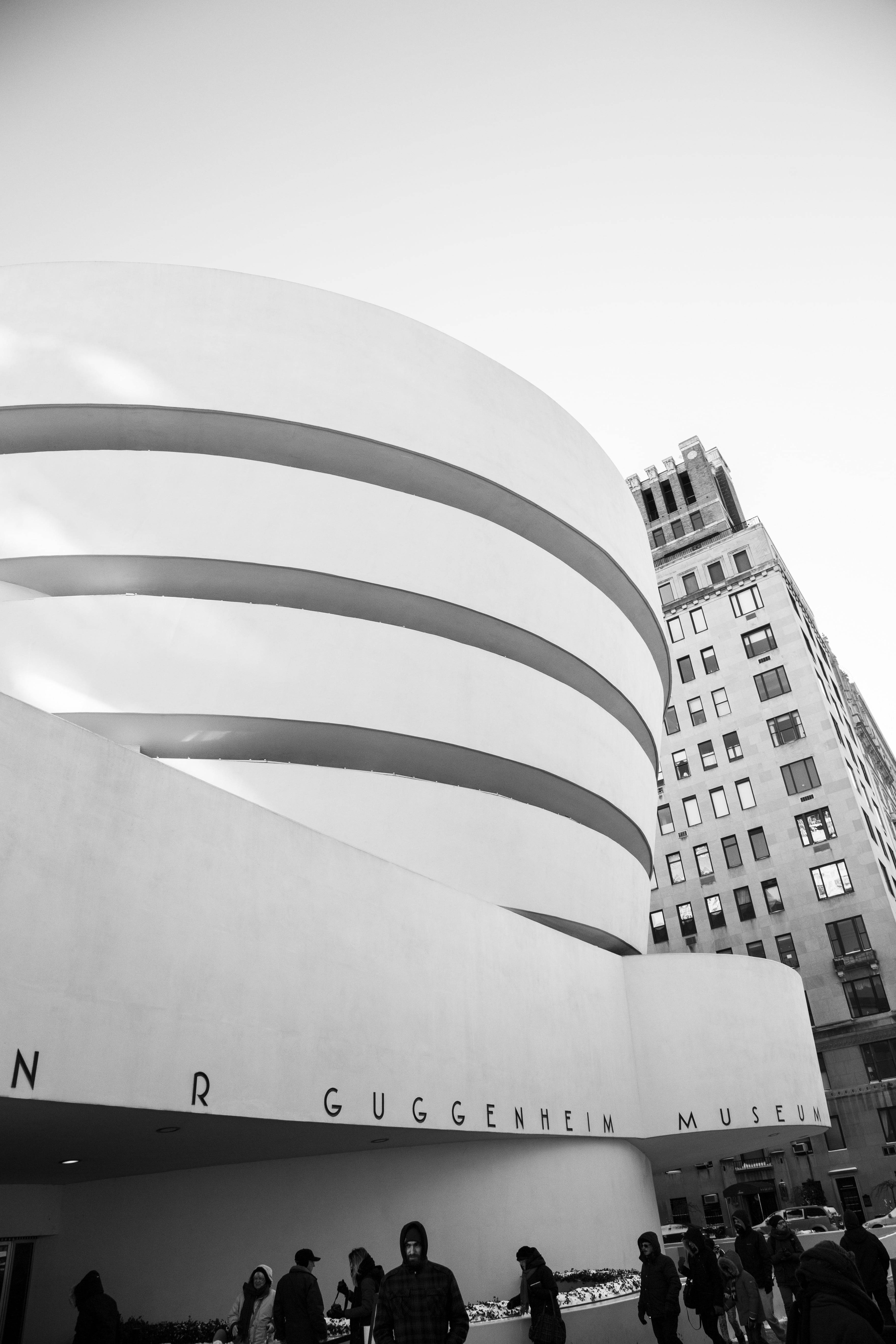 Guggenheim Museum New York Black And White Picha ya Ukuta
