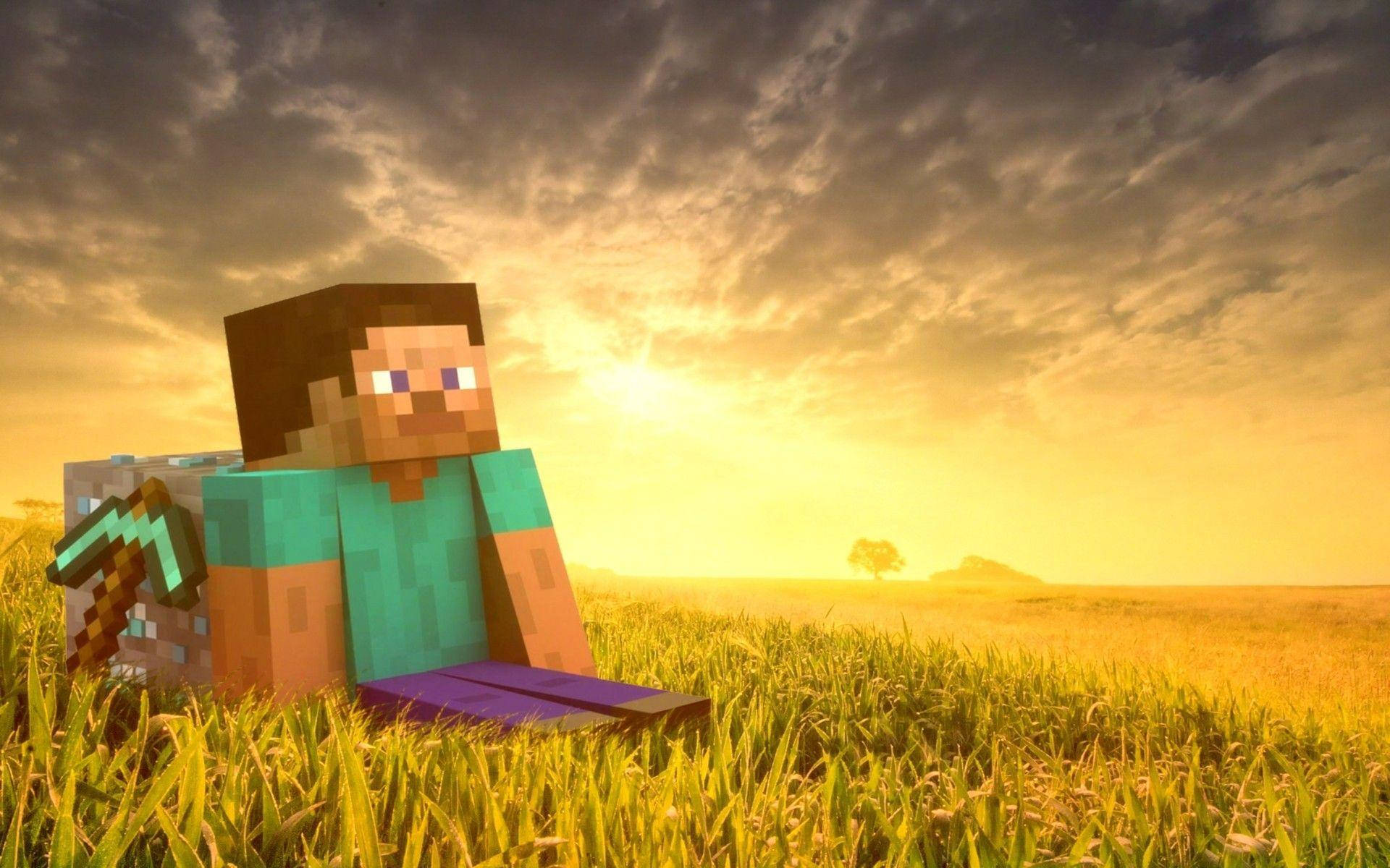 Gundua Furaha za Ulimwengu Mpya pamoja na Minecraft Steve Picha ya Ukuta