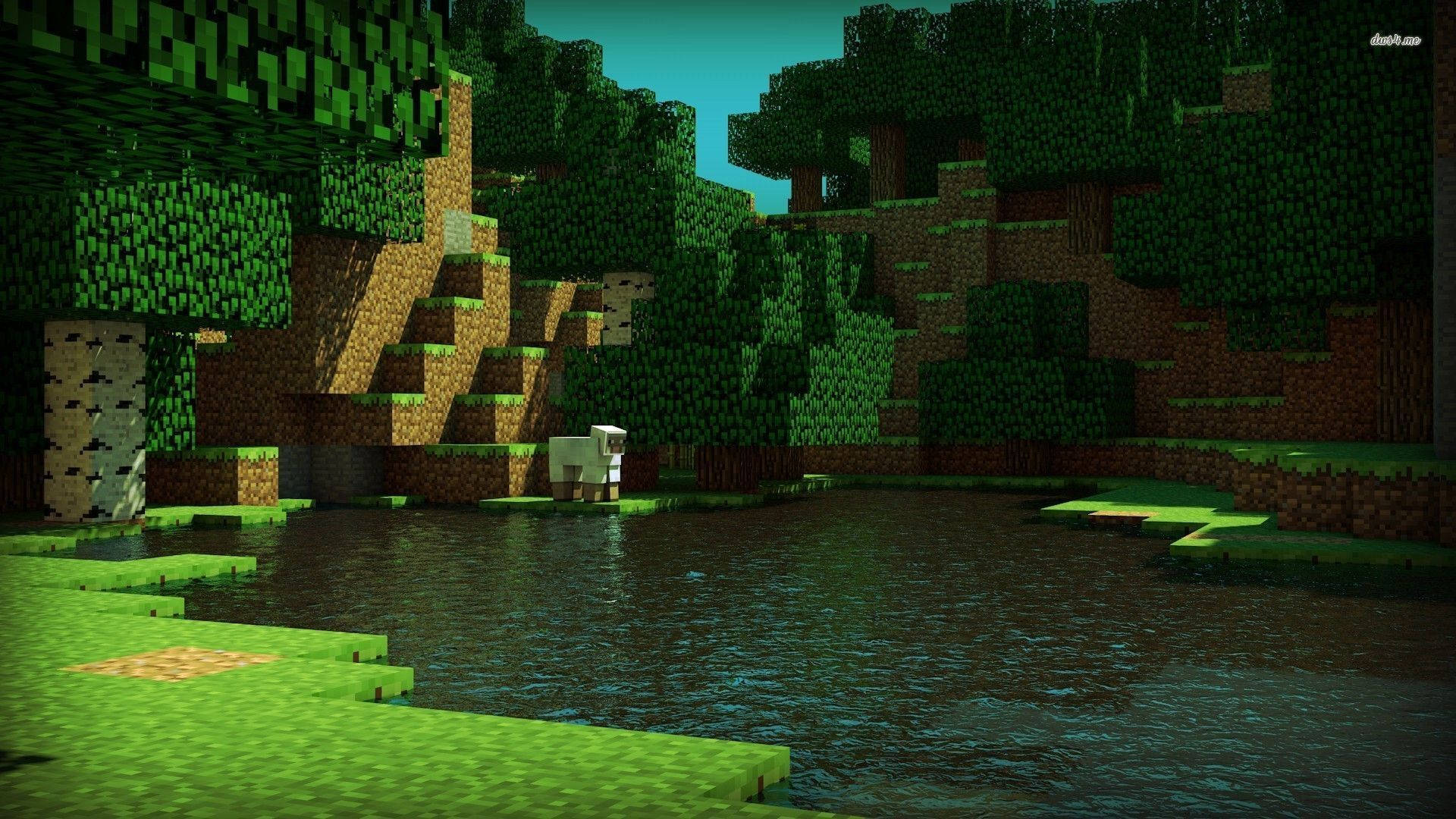 Gundua Nyanda za Kijani za Ulimwengu wa Minecraft Picha ya Ukuta