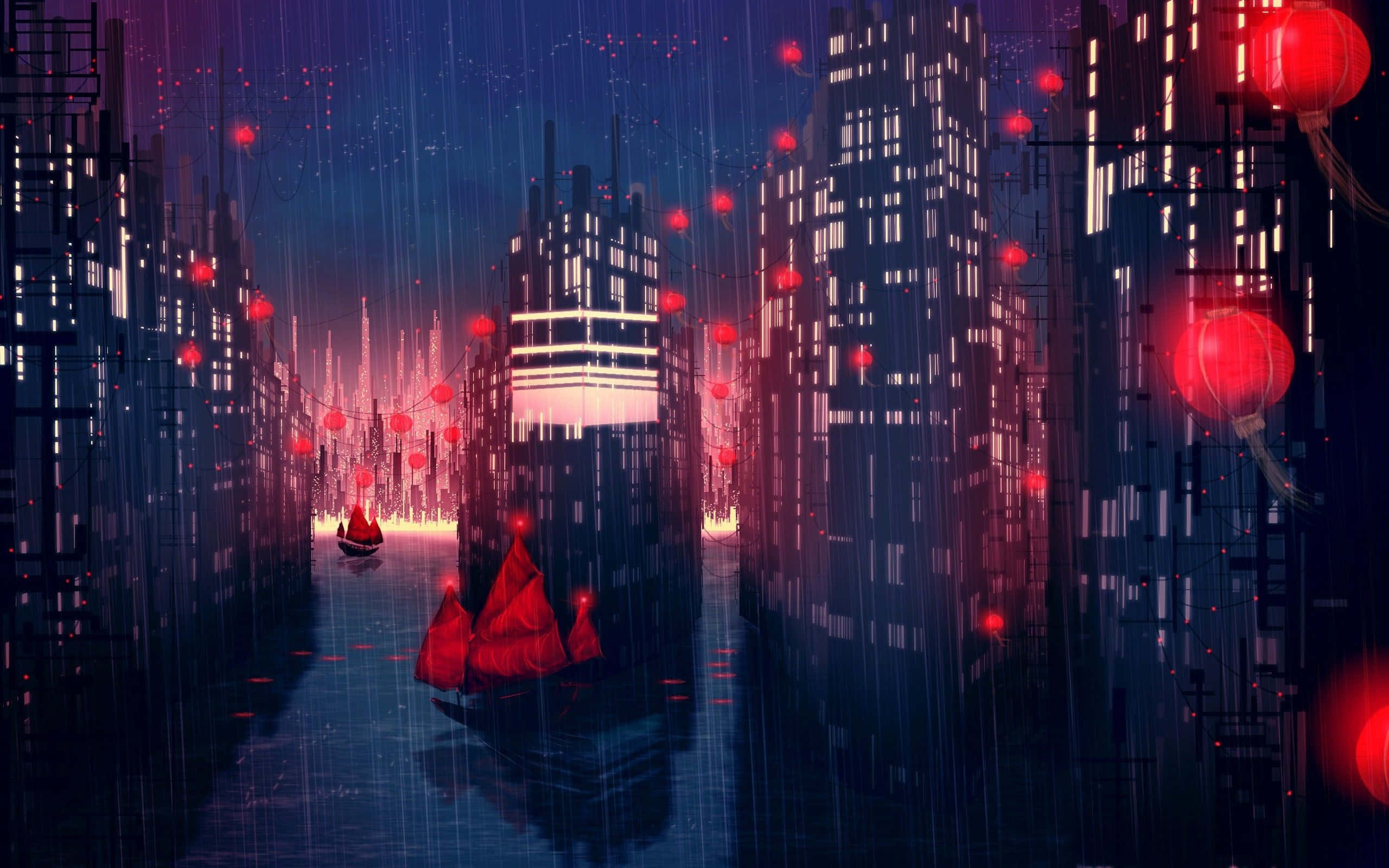 Gundua ulimwengu wa kupendeza wa Anime City! Picha ya Ukuta