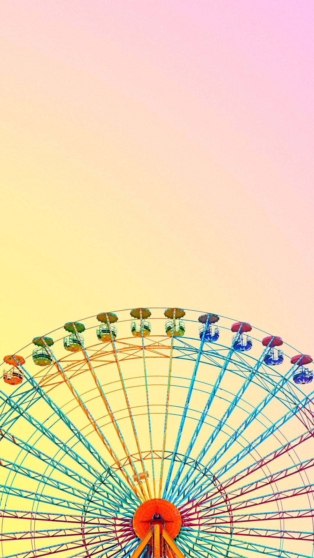 Gurudumu la Ferris la iPhone la Rangi za Pastel Picha ya Ukuta