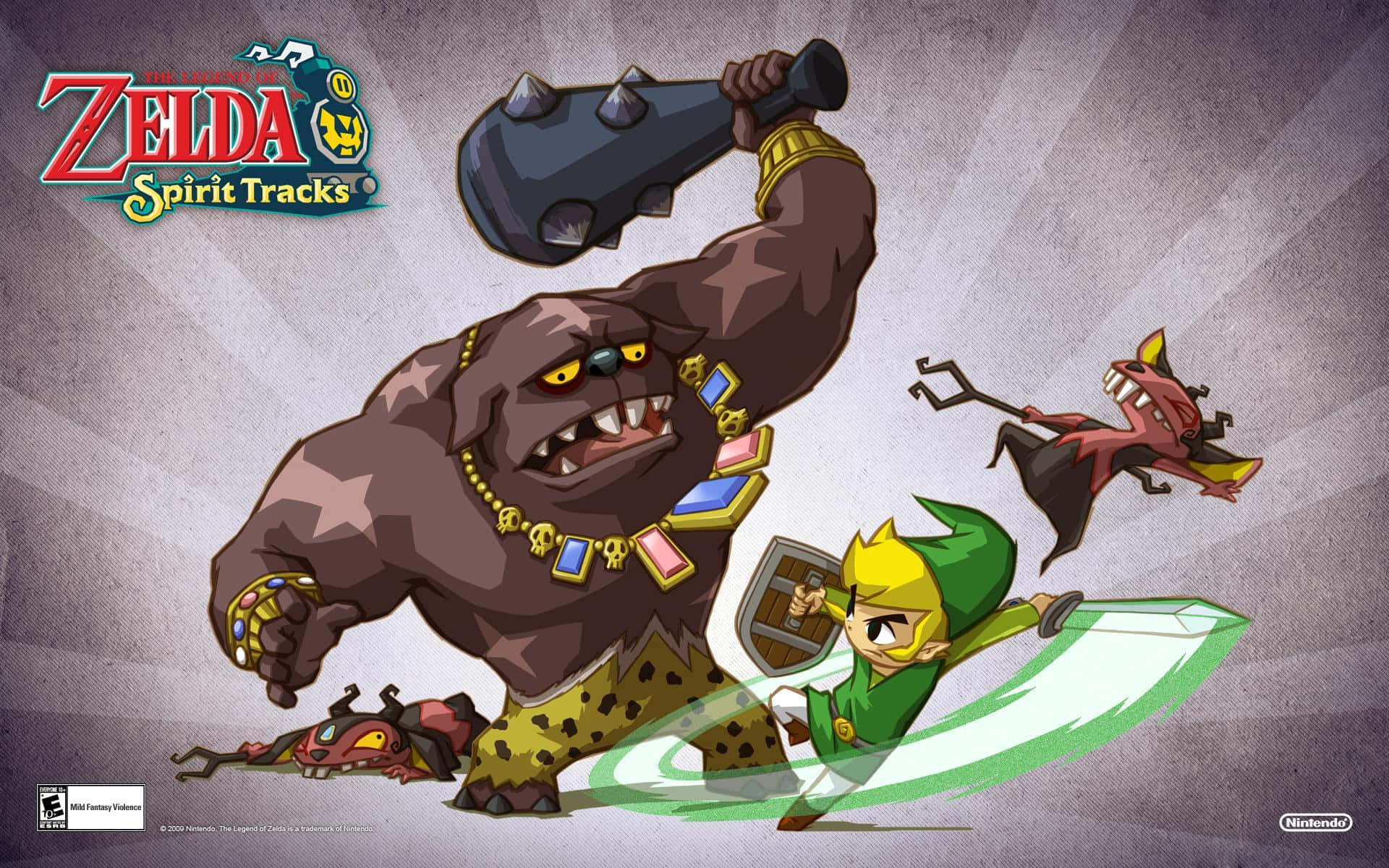 Hadithi ya Zelda na Toon Link na Big Blin Picha ya Ukuta