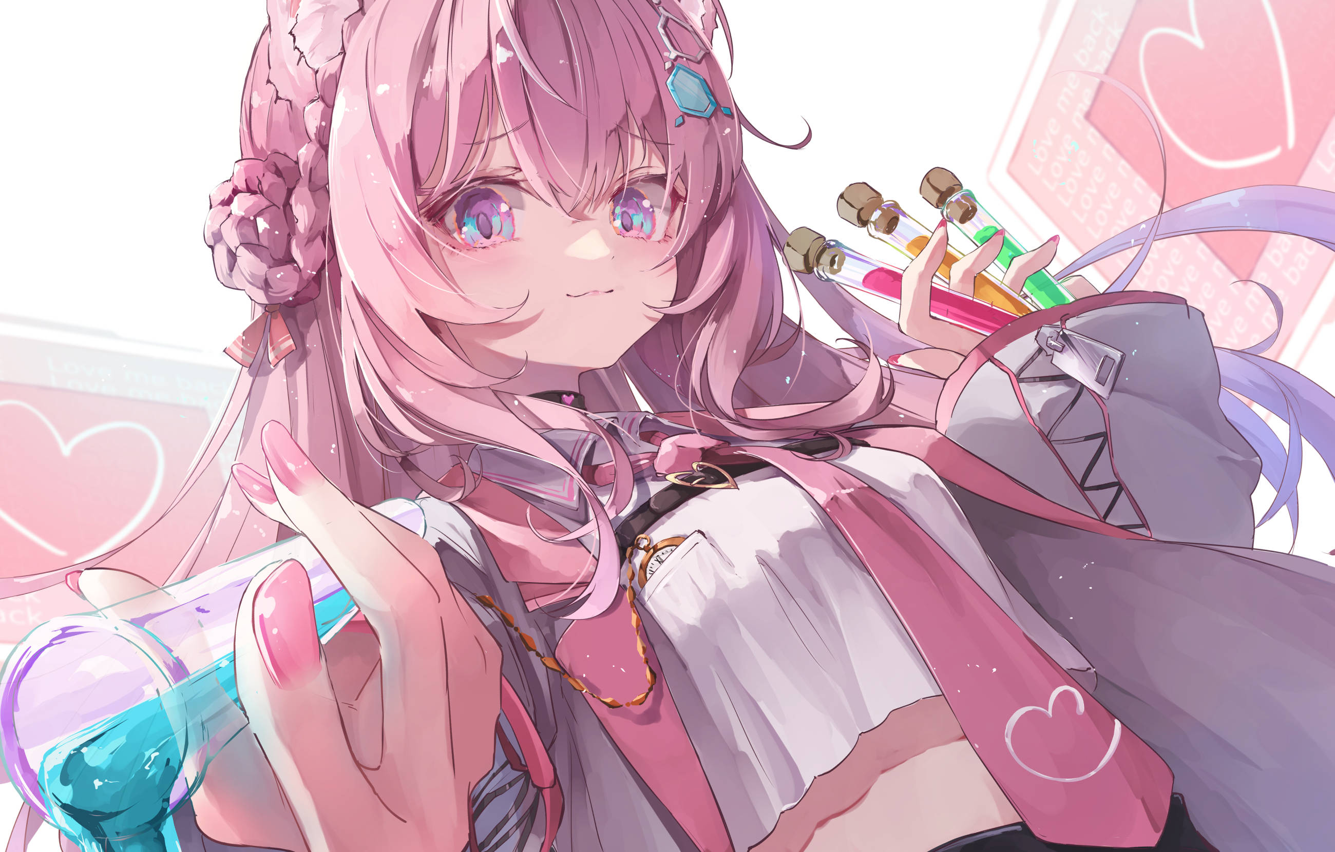 Hakui Koyori ya Hololive yenye Rangi ya Waridi Iliyofifia Picha ya Ukuta