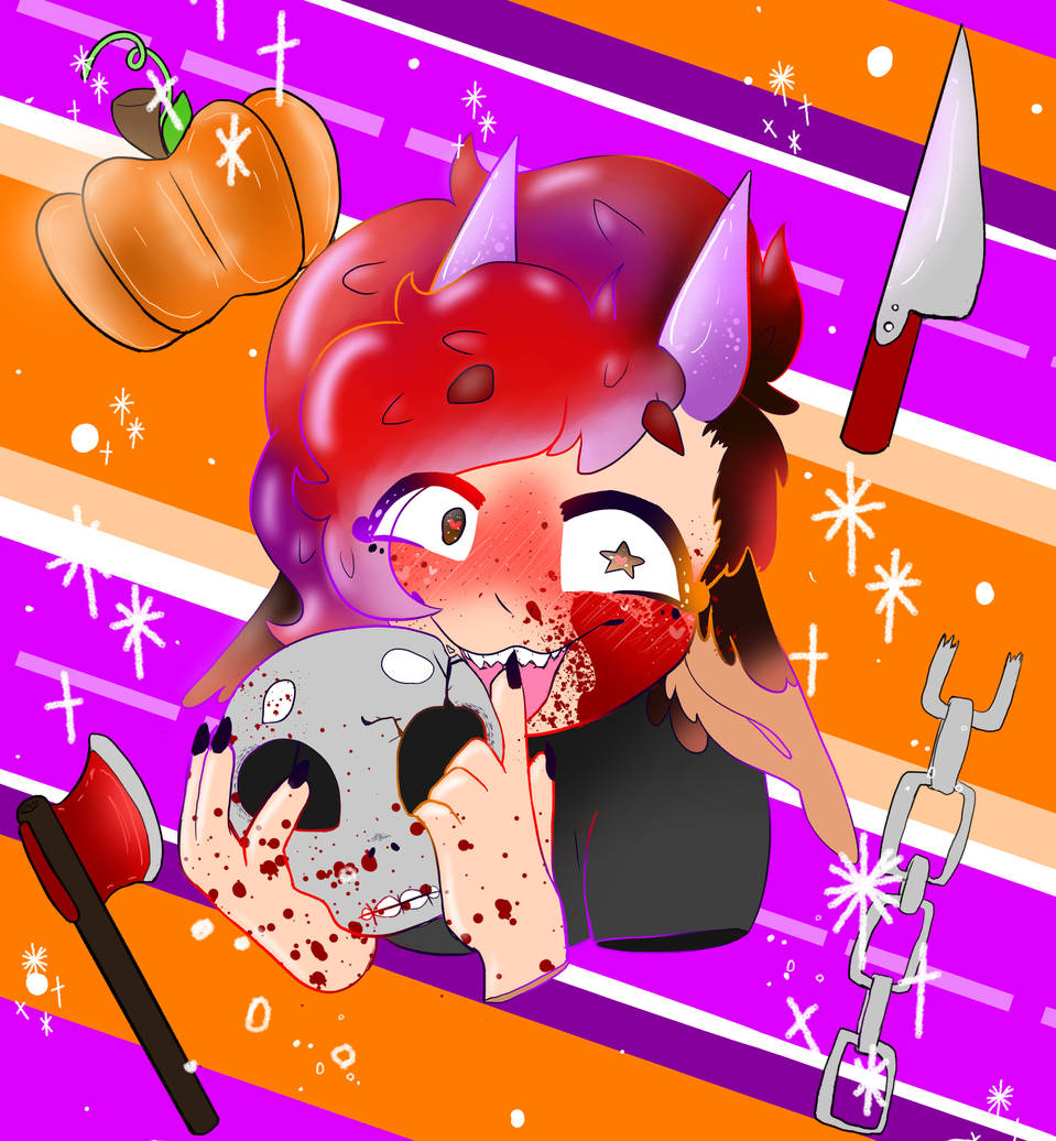 Halloween PFP Cute Child Holding Skull Picha ya Ukuta